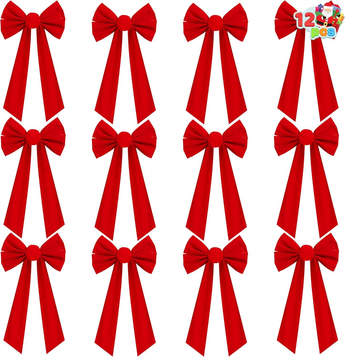 JOYFY 12pcs Christmas Red Velvet Bow Decoration for Christmas Party