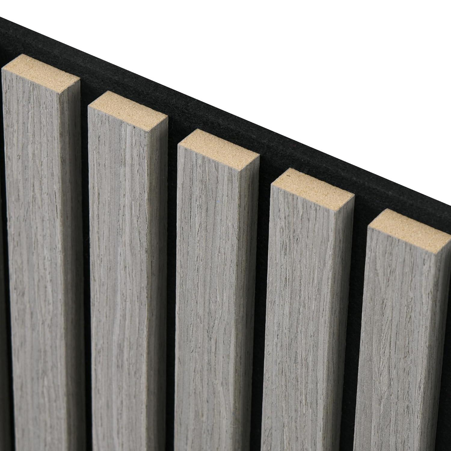 HOMCOM 4 Pack 3D Faux Wood Wall Panels, 24" x 24" Sound Absorbing Acoustic Panels, Wood Slat Wall Panels for Interior Wall Decor, Ceiling, Walnut