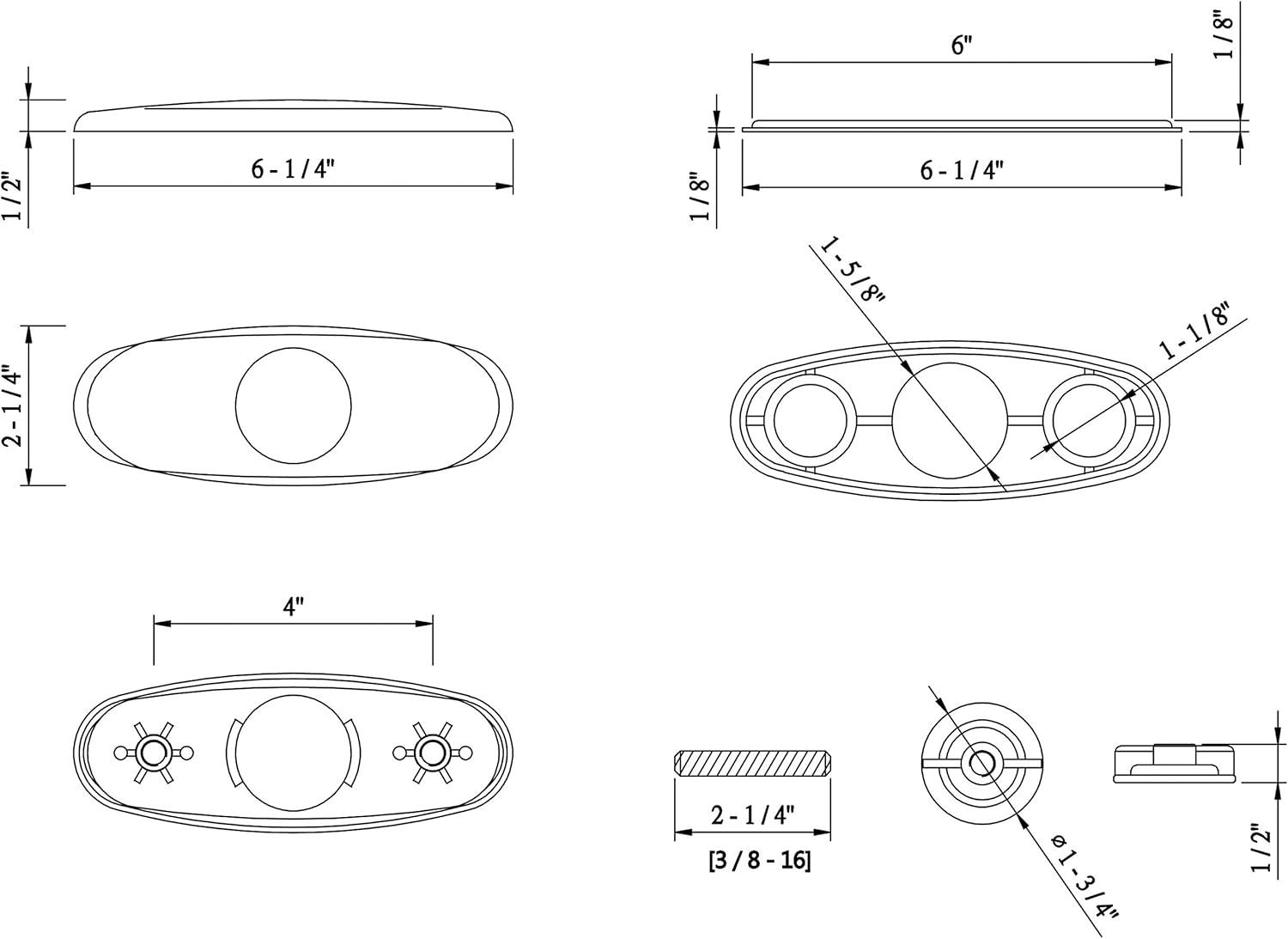 Chrome Bathroom Sink Faucet Hole Cover Deck Plate