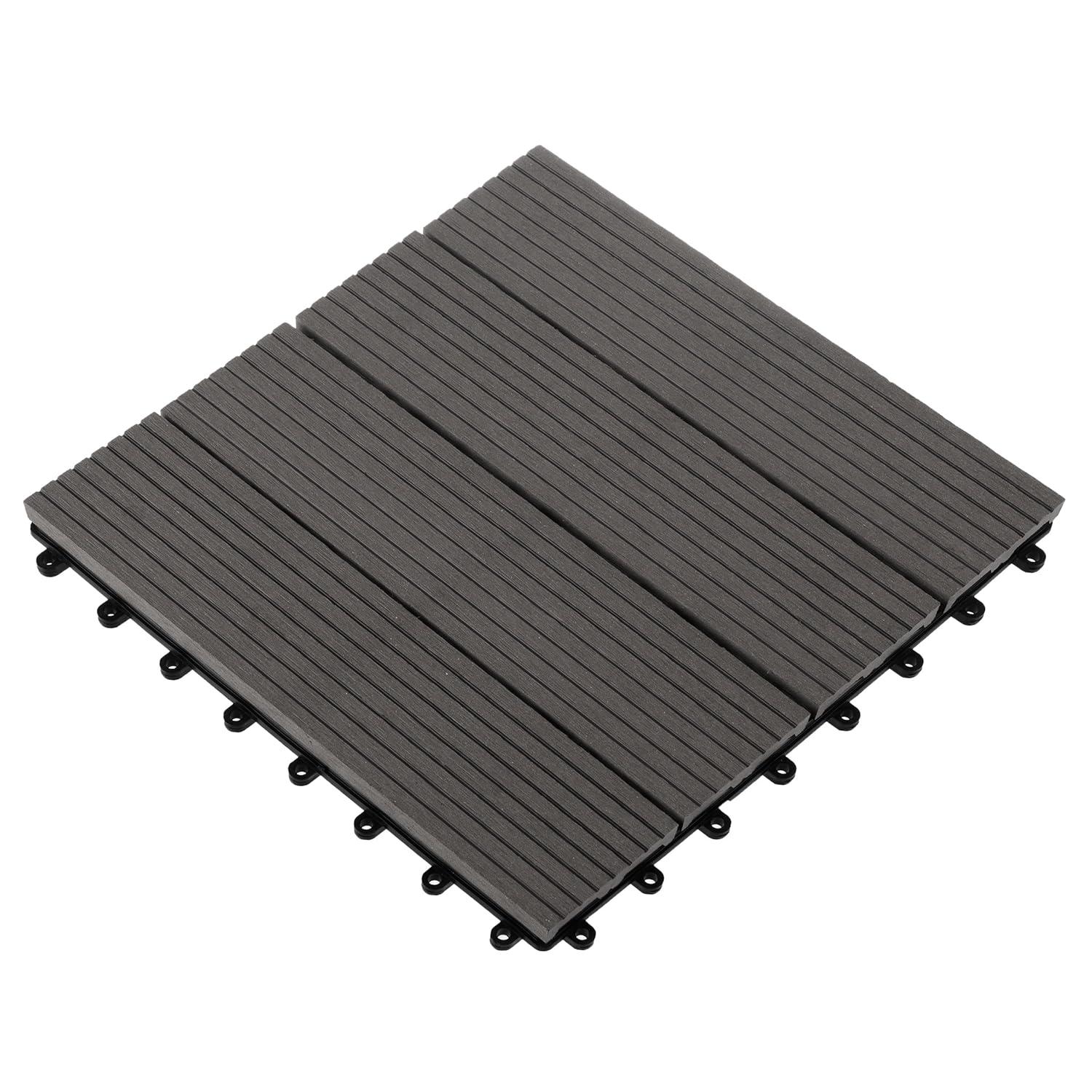 Pure Garden Deck Tiles - 6-Pack Wood Plastic Composite Interlocking Patio Tiles - 5.8SQFT Outdoor Flooring for Balcony, Porch, and Garage by Pure Garden