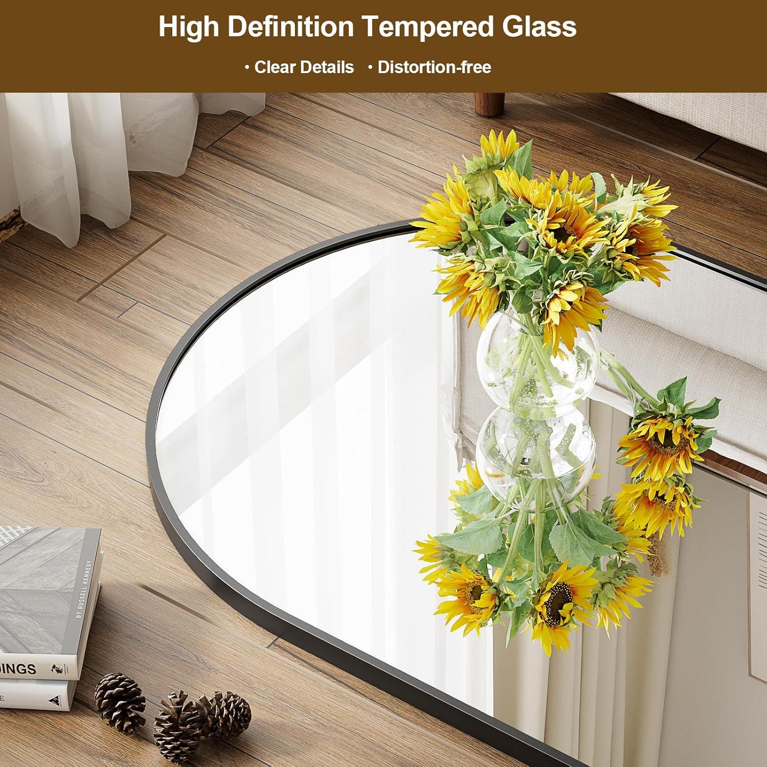 BEAUTYPEAK 71"x 26" Oversized Full Length Mirror Arch Standing Floor Mirror Full Body Mirror, Black