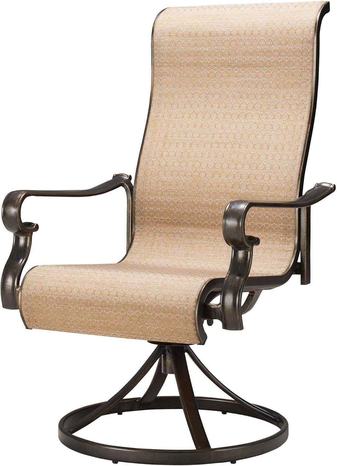 Hanover Brigantine Juego de Comedor Moderno para Exteriores de 7 Piezas / 4 Sillas con Cabestrillo, 2 Balancines Giratorios / Mesa con Tapa de 40'' x 70'' / Clima, Xido, Resistente a UV / Bronceado / BRIGDN7PCSW-2