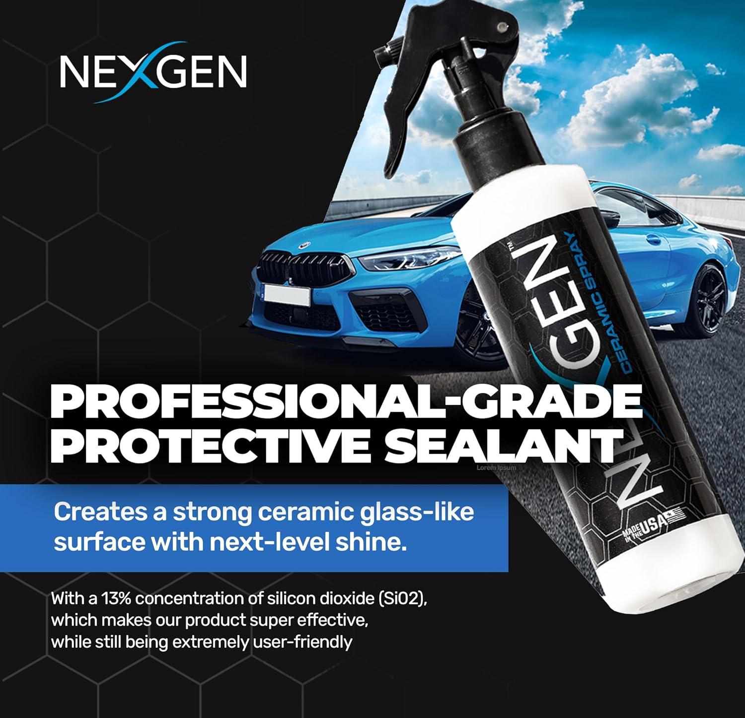 Nexgen Ceramic Spray Silicon Dioxide — Ceramic Coating Spray for Cars — Professional-Grade Protective Sealant Polish for Cars, RVs, Motorcycles, Boats, and ATVs — 8oz Bottle