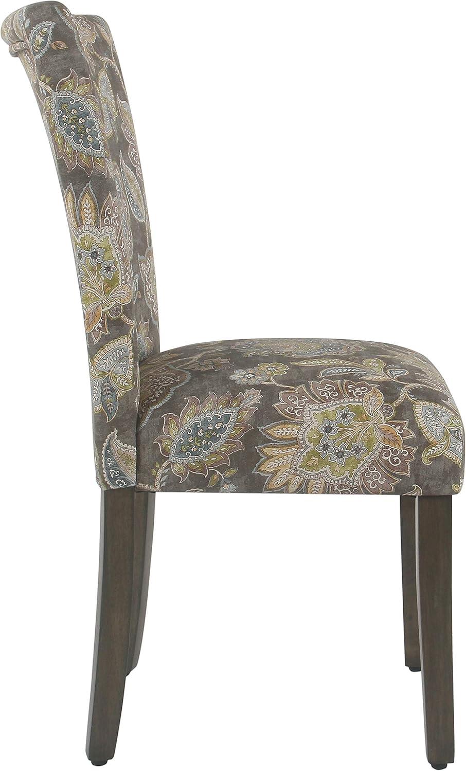 HomePop Parsons Classic Upholstered Accent Dining Chair, Set of 2, Multicolor Gray Floral
