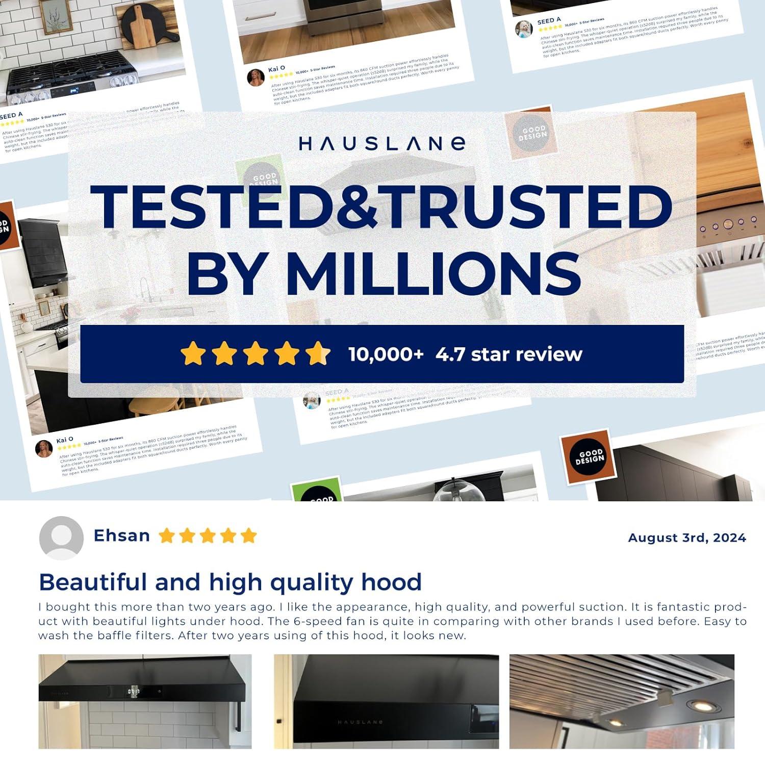 Hauslane Hauslane Range Hood 30 Inch - Under Cabinet Range Hood 30" Stainless Steel Kitchen Hood, Vent Hood 30 Inches, Stove Vent Hood for Kitchen, Vent Hoods 30 Inch with LED - Chef Series PS18 UC-PS18BSS-36