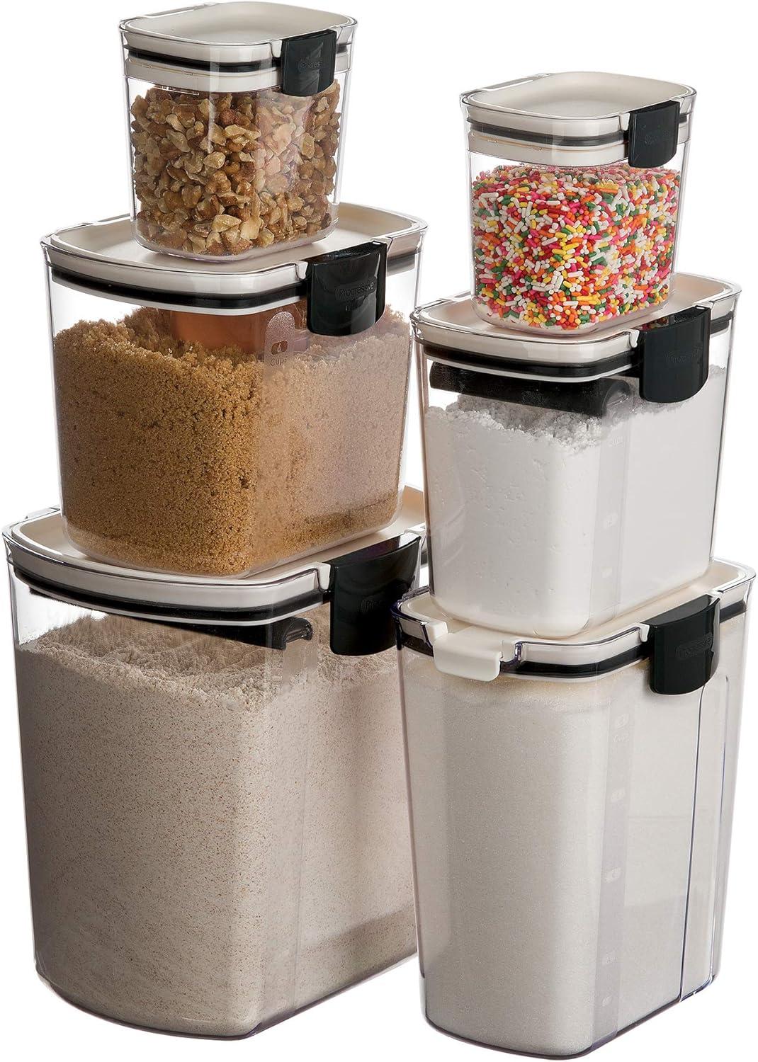 Black Plastic Airtight Kitchen Storage Canister Set, 6-Piece