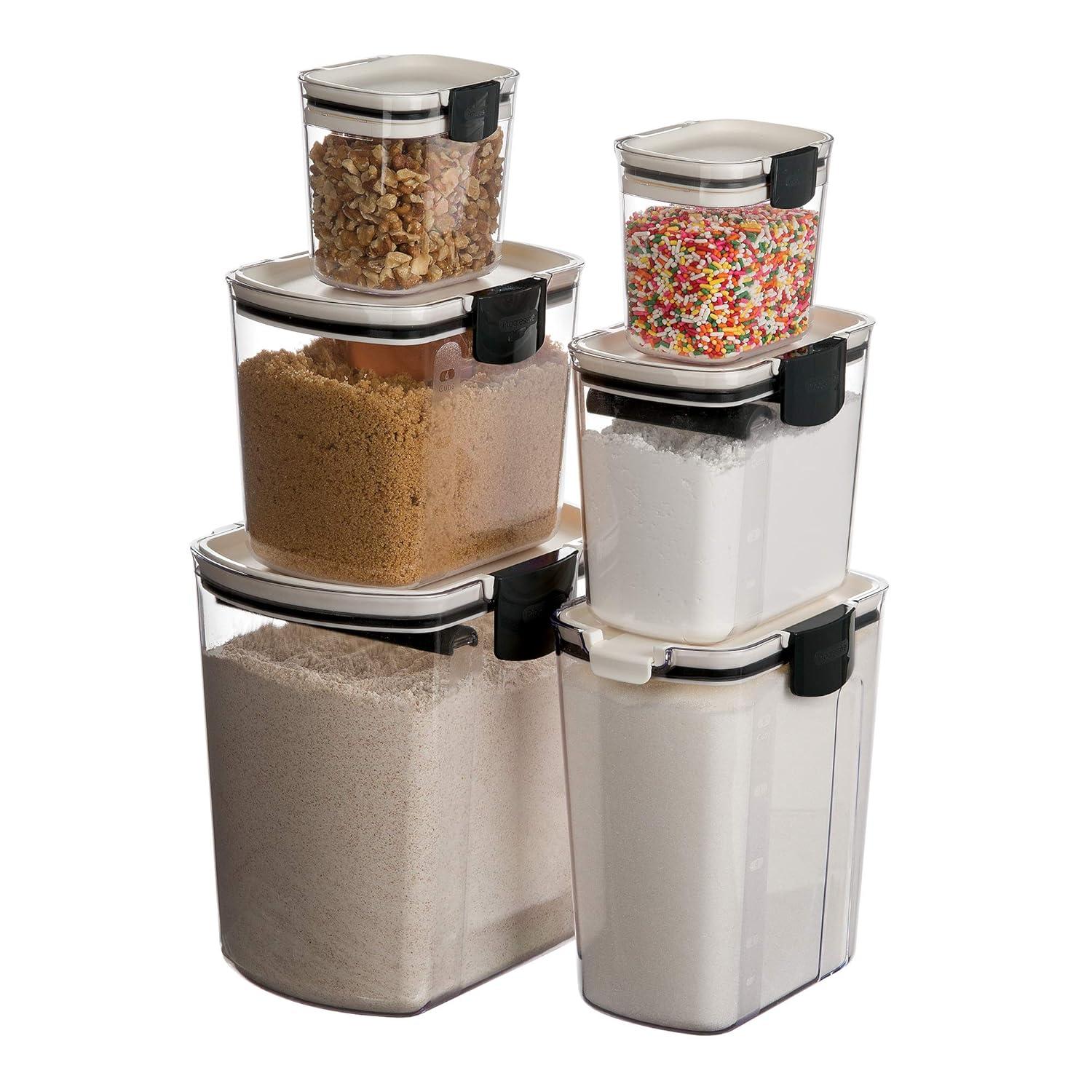Black Plastic Airtight Kitchen Storage Canister Set, 6-Piece