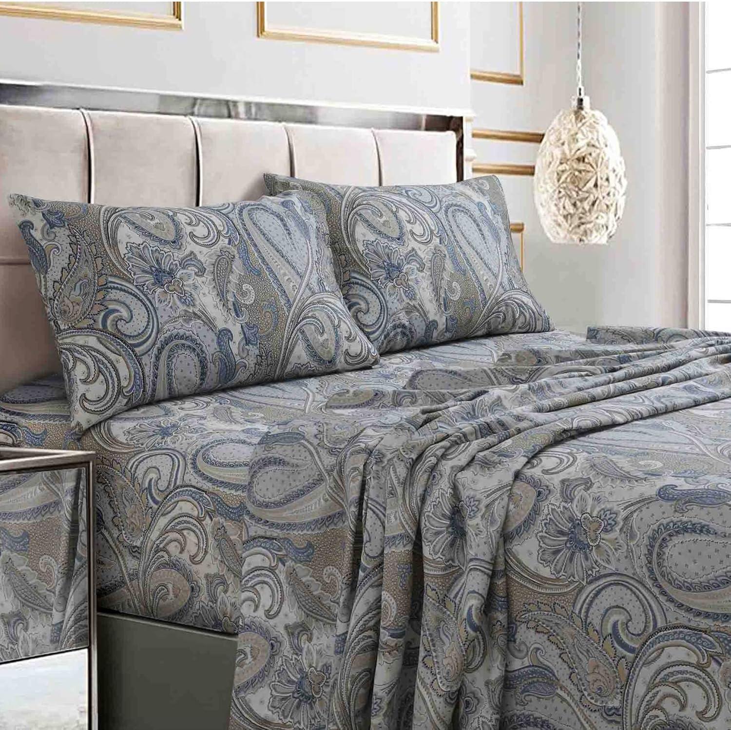 100% Cotton Sateen Paisley Sheet Set