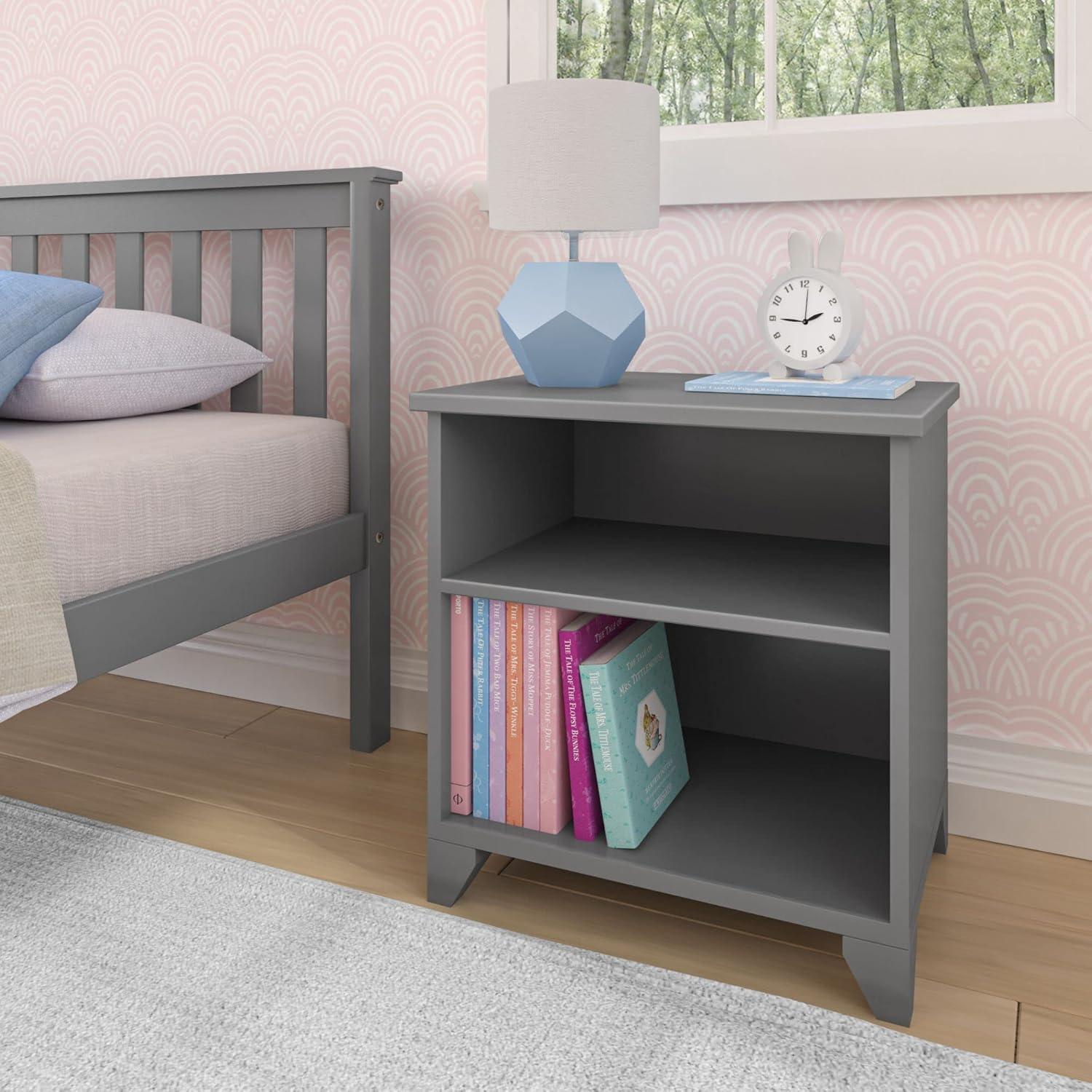 Max & Lily Classic Wood Nightstand with 1 Drawer, Kids Bedside Table/End Table, Small Nightstand for Bedroom, Grey