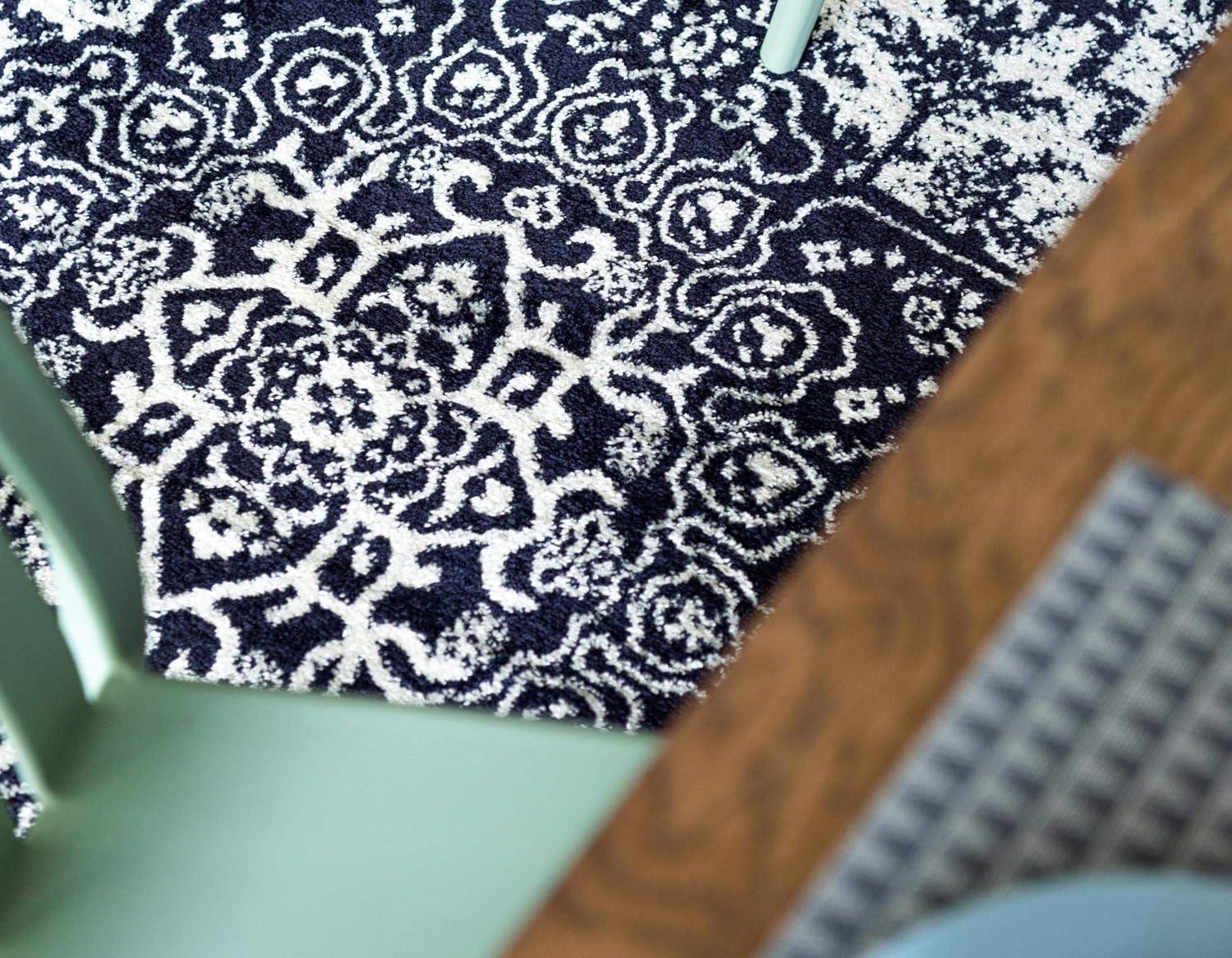 Unique Loom 5' 3 x 5' 3 Octagon Navy Blue Richmond Medallion Area Rug