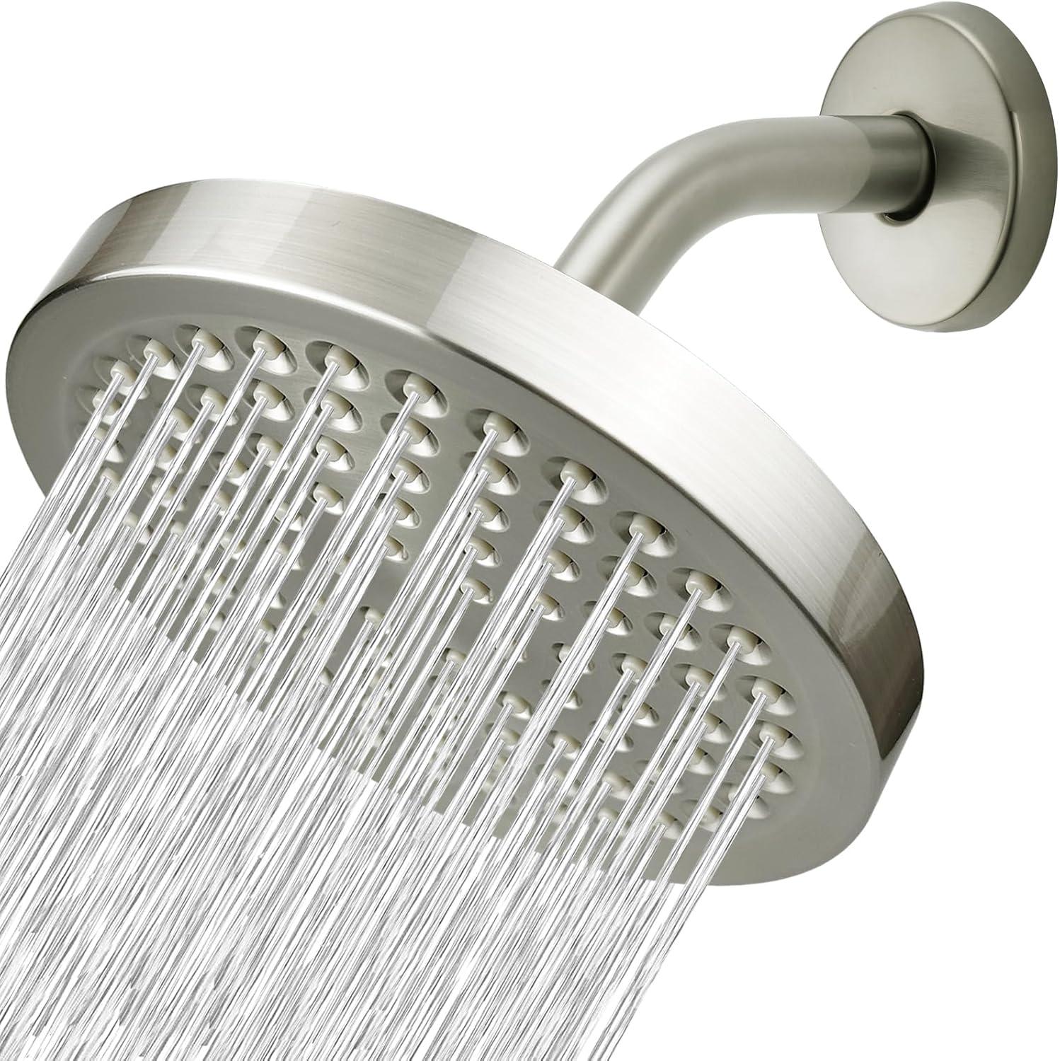 Brushed Nickel High Pressure Rain Shower Head with Arm