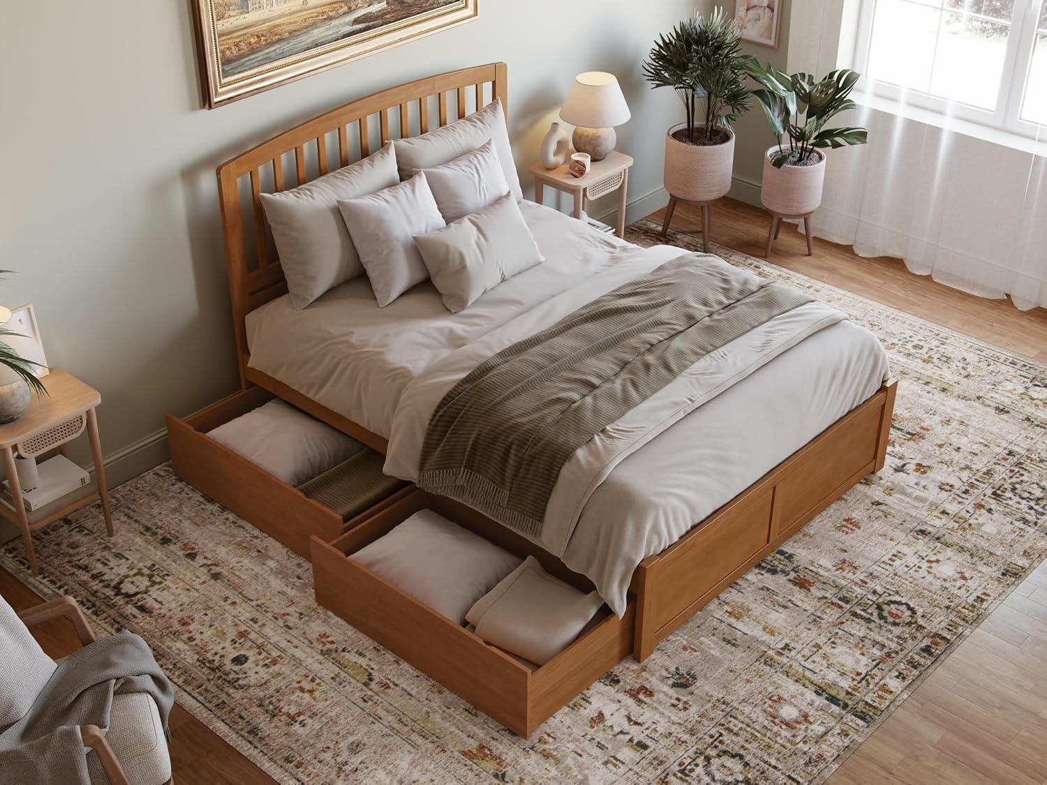 Solid Wood Platform Storage Bed
