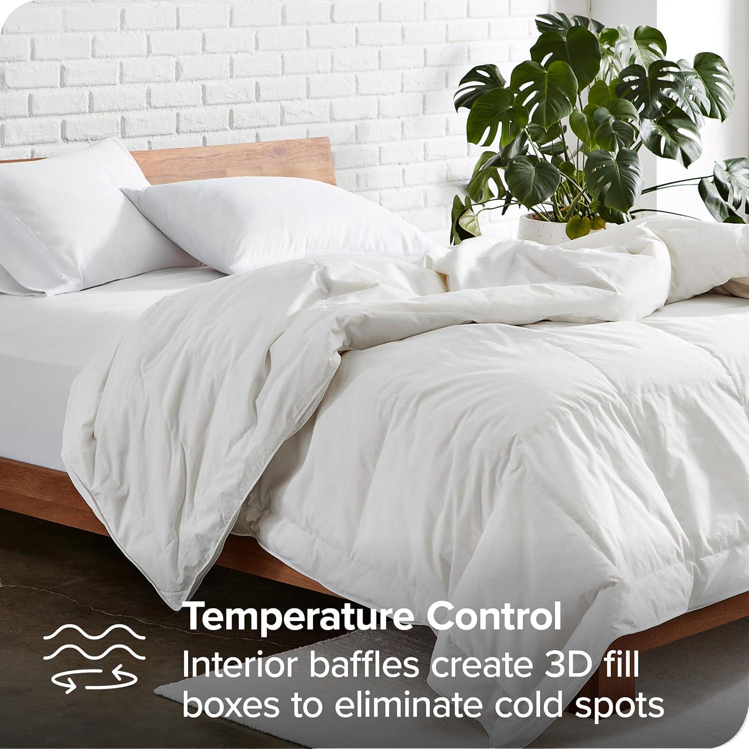 Bare Home Premium Down Comforter - 100% Cotton Cover - Corner Loops - All Season Warmth Bedding