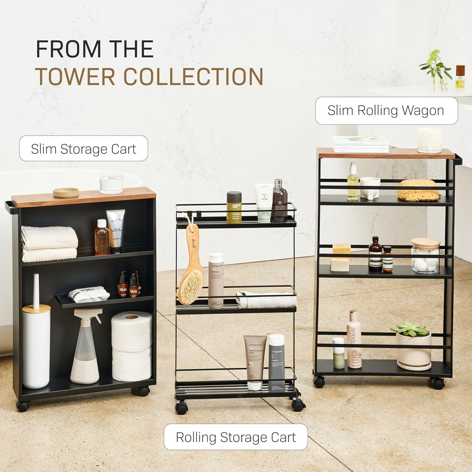 Yamazaki Slim Rolling Bathroom Cart with Handle