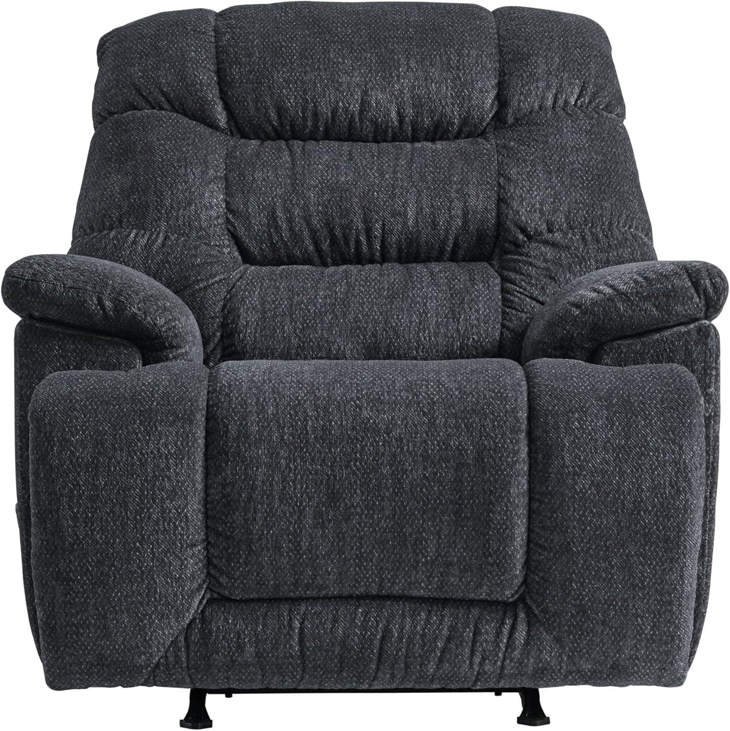 Charcoal Metal Oversized Recliner with Pillow Top Arms