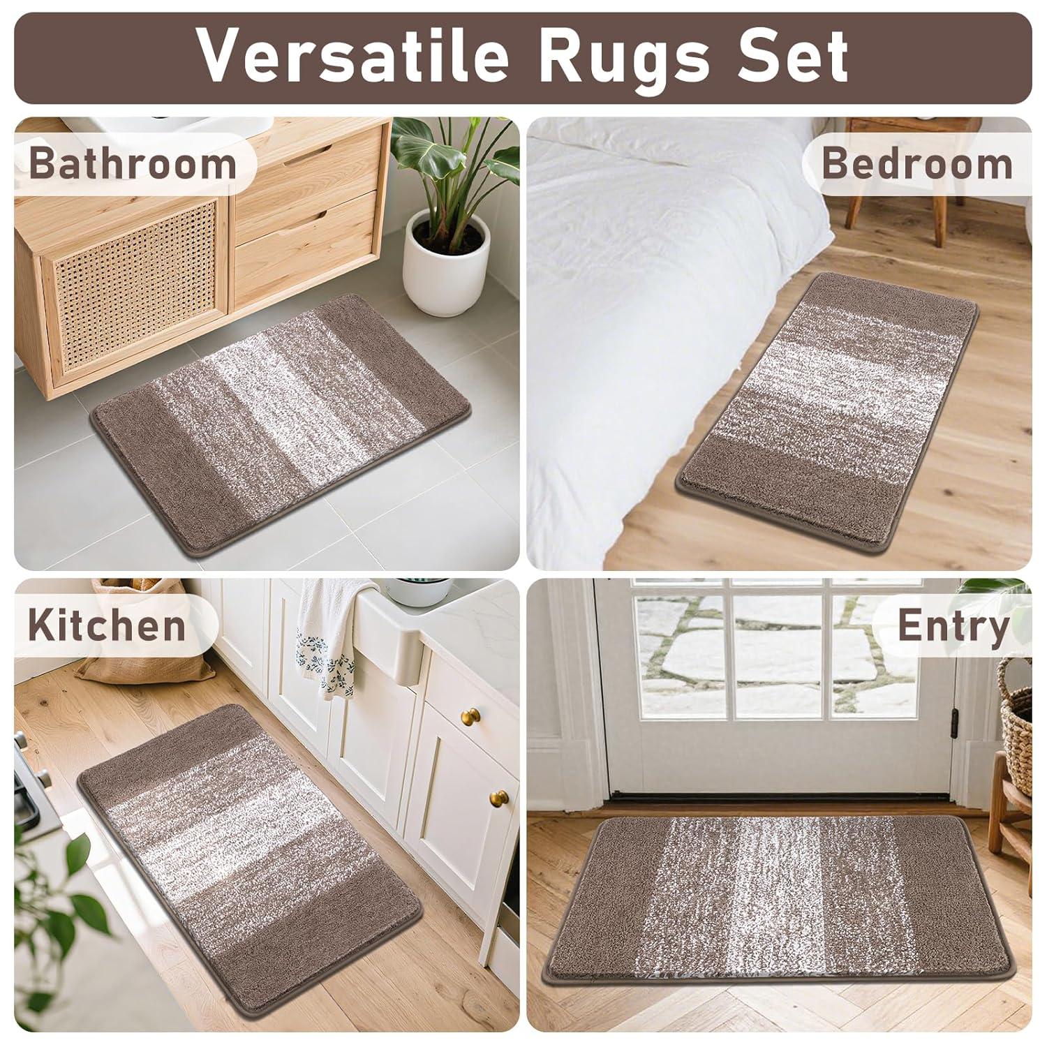 BEACHWATER POOL & SPA, LLC Bathroom Rugs Sets 4 Piece With Toilet Lid Cover, Non-Slip Absorbentb Rugs And Mats For Bathroom Microfiber Shaggy Machine Washable Bath Rug Set