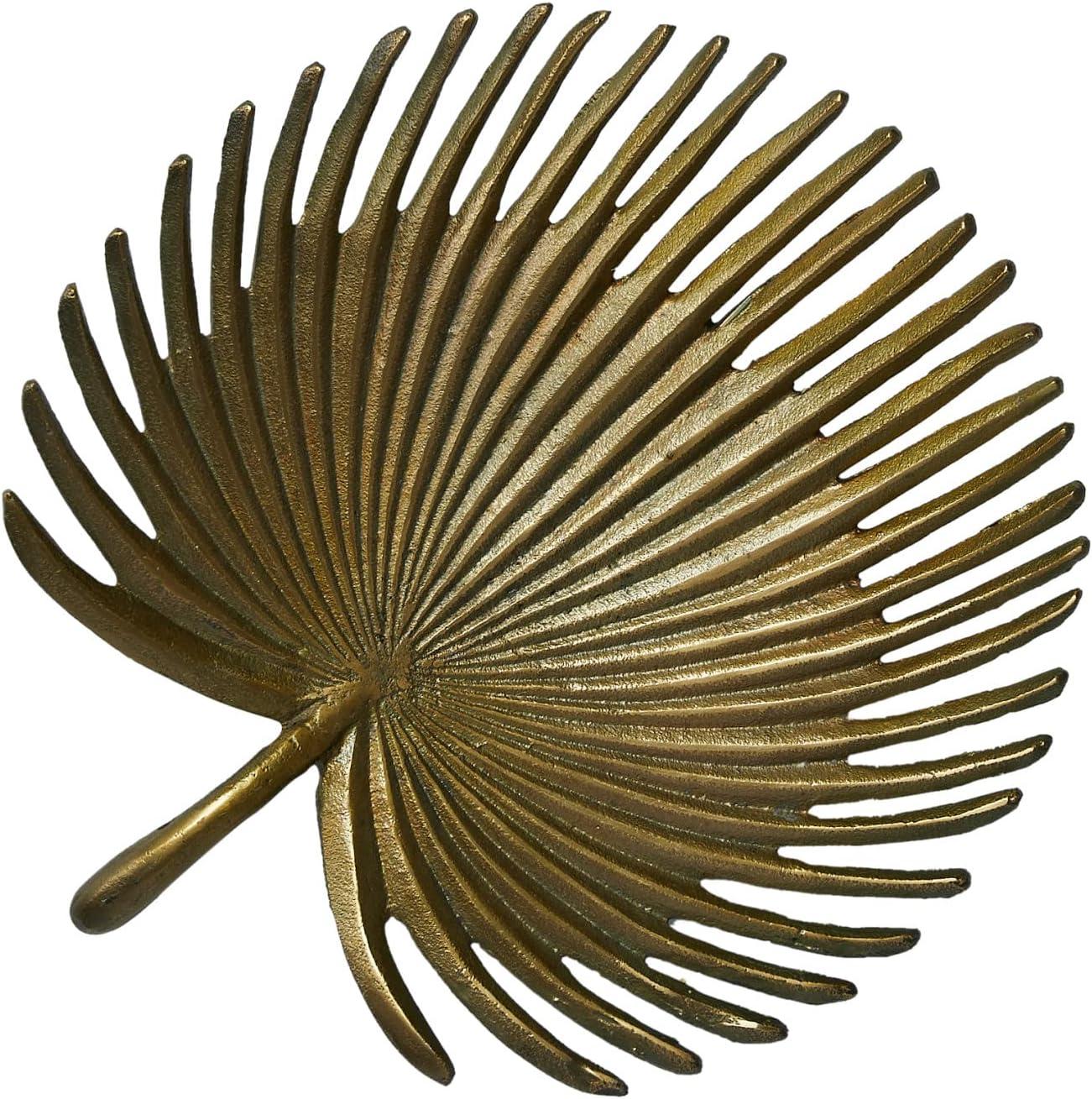 Antique Gold Aluminum Palm Frond Decorative Tray