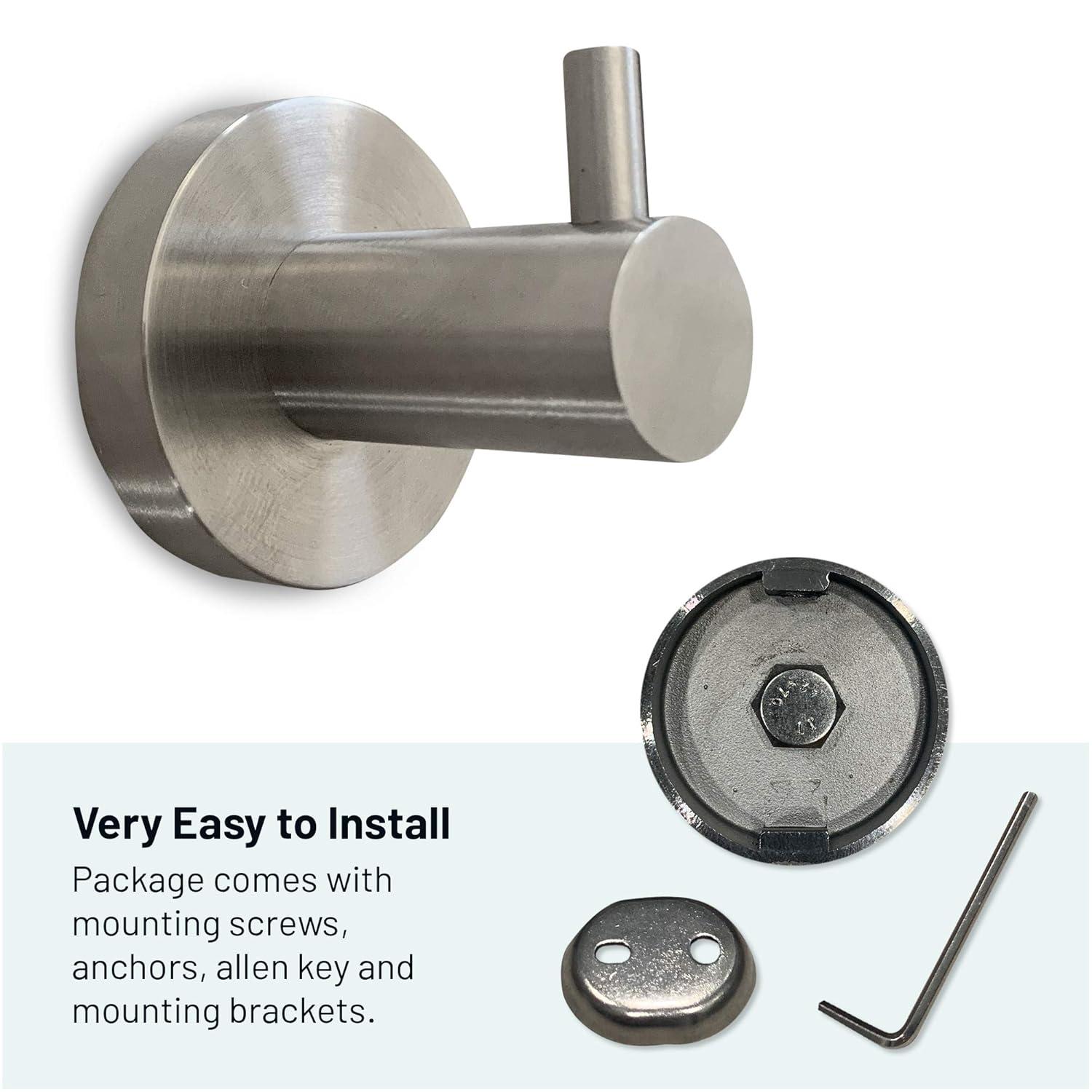 Brushed Nickel Towel Hooks for Bathroom Wall Mounted - Stylish and Durable Modern Hand Towel Hooks for Bathrooms - Rust-Proof Towel Hooks for Shower - Bathroom Towel Hooks