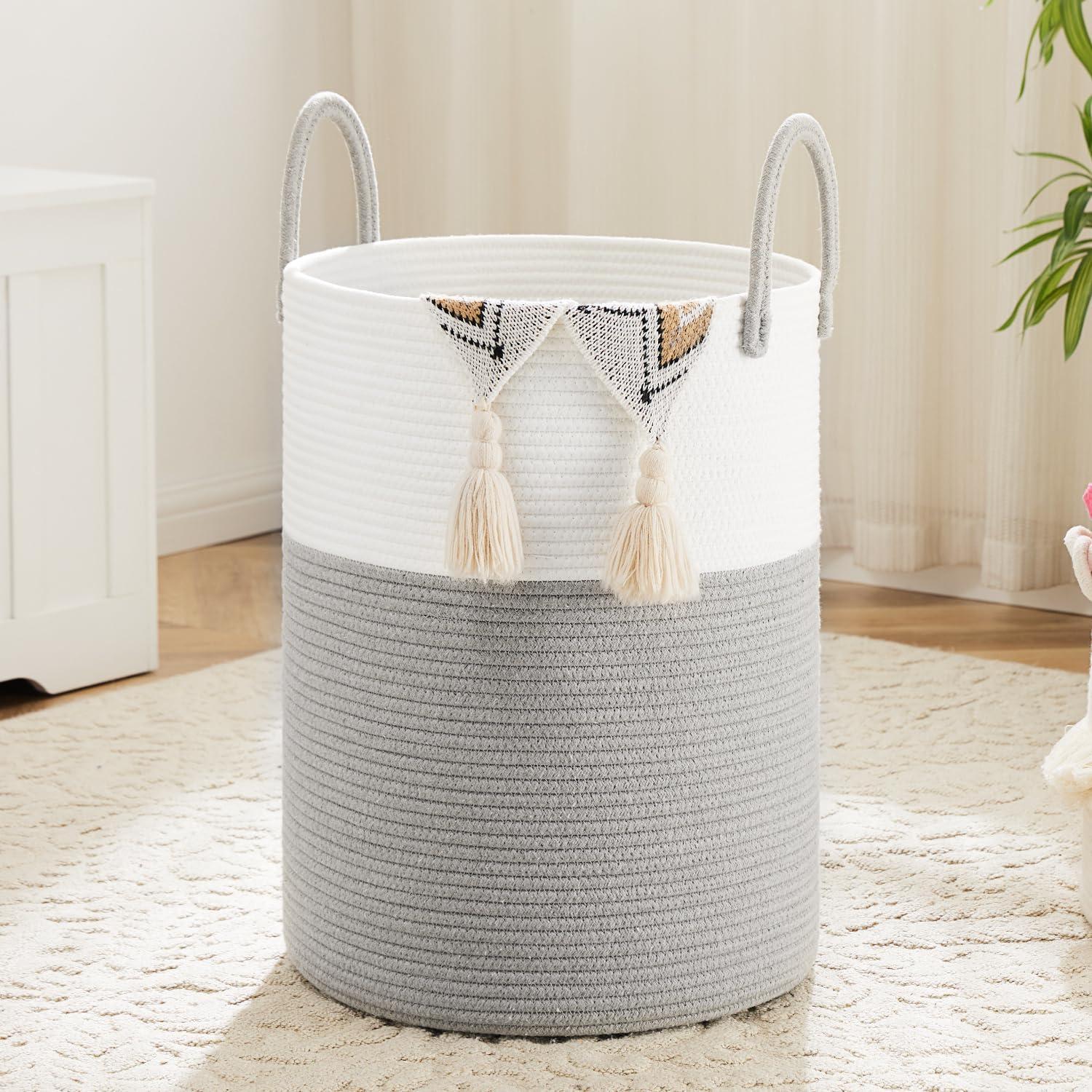 Beachcrest Home™ 60L Cotton Rope Woven Laundry Basket, Multifunctional Storage Sorter For Dirty Clothes In Bathroom And Living Room