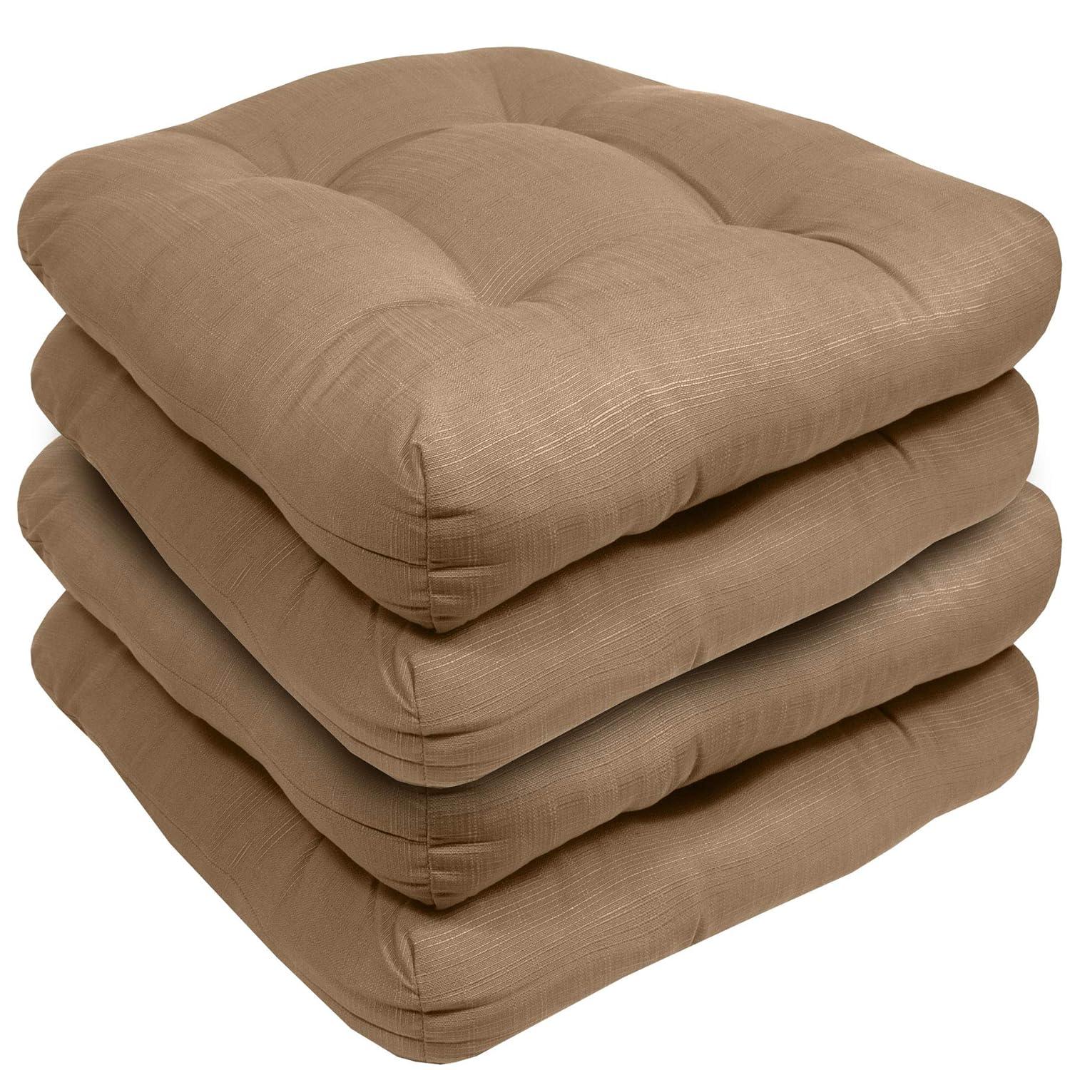 Premium Patio Tufted Outdoor Solid Chair Cushions, 19" x 19"