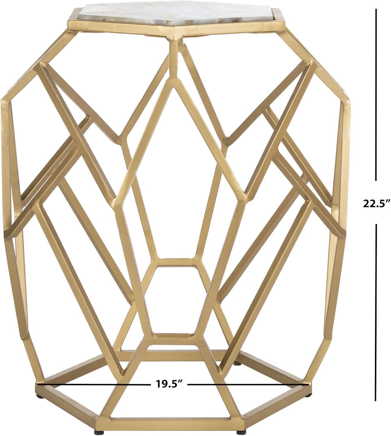 Ava Geometric Accent Table - Multi Colored Agate/Gold - Safavieh.