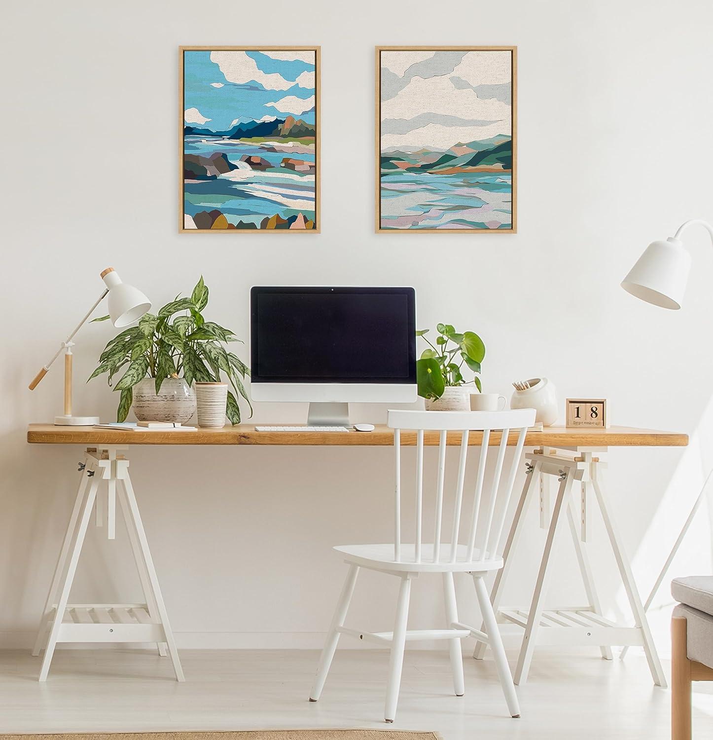 18" x 24" Sylvie Dal Lake Framed Canvas by Nikita Jariwala Natural - Kate & Laurel All Things Decor