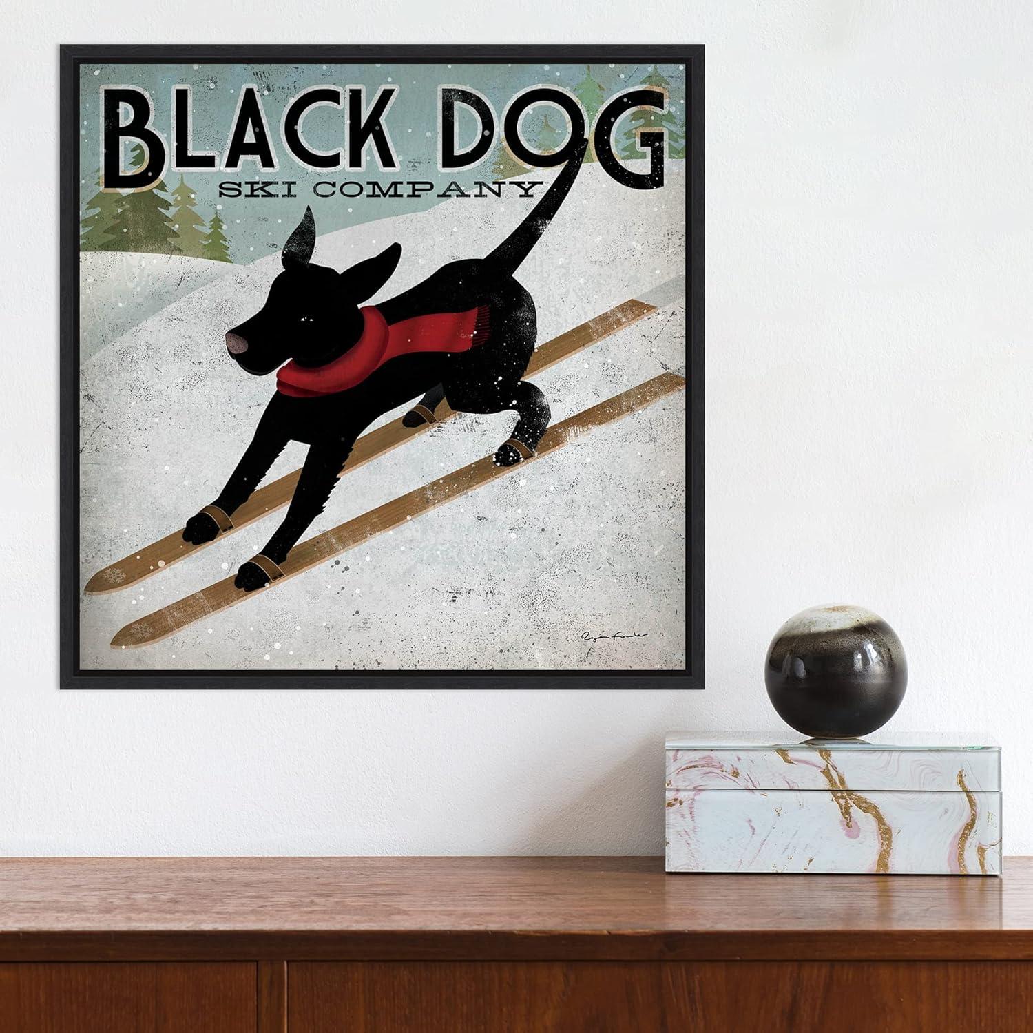 Amanti Art Black Dog Ski Co (square) by Ryan Fowler Framed Canvas Wall Art