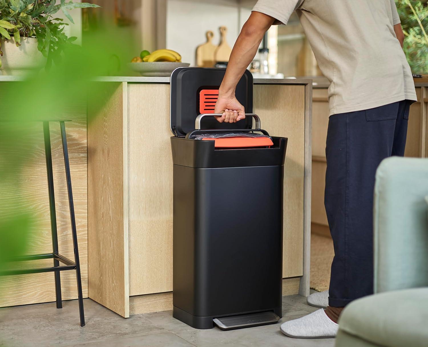 Joseph Joseph Titan 30L Indoor Step Trash Can - Carbon Black