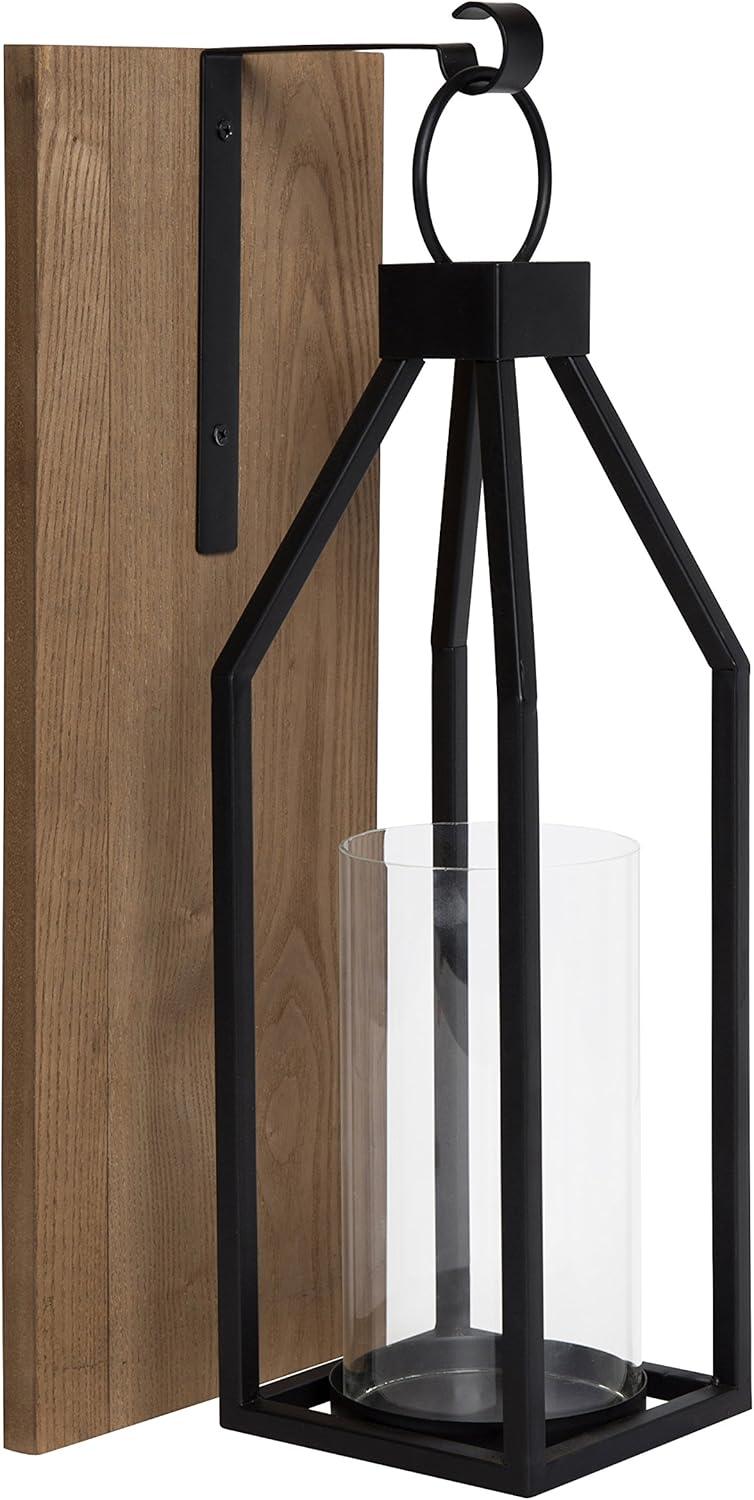 Kate and Laurel Oakly Rectangle Wood Wall Sconce, 7x18, Gray