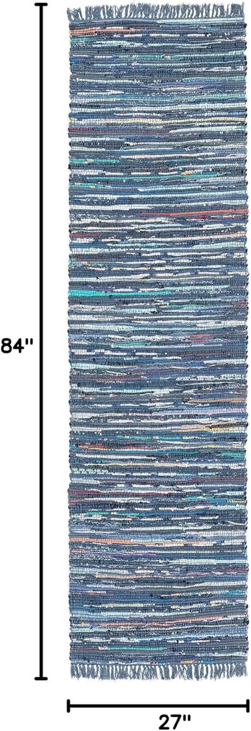 Rag Rug RAR121 Hand Woven Indoor Runner Rug - Ink/Multi - 2'3"x7' - Safavieh.