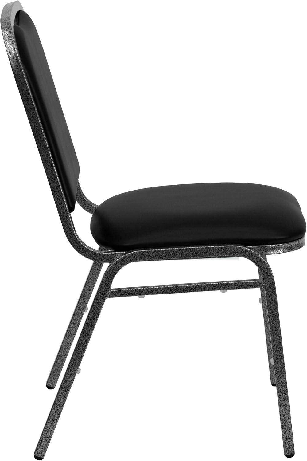 Flash Furniture HERCULES Series Stacking Banquet Chair in Black Vinyl - Silver Vein Frame