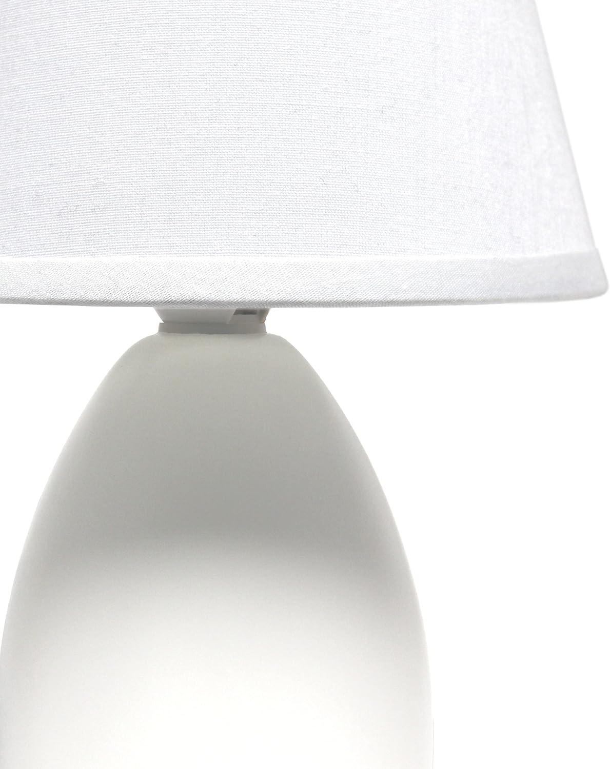 Simple Designs 9.45" Mini Egg Oval Ceramic Table Lamp with Matching Shade, LED Bulb Included, Off White