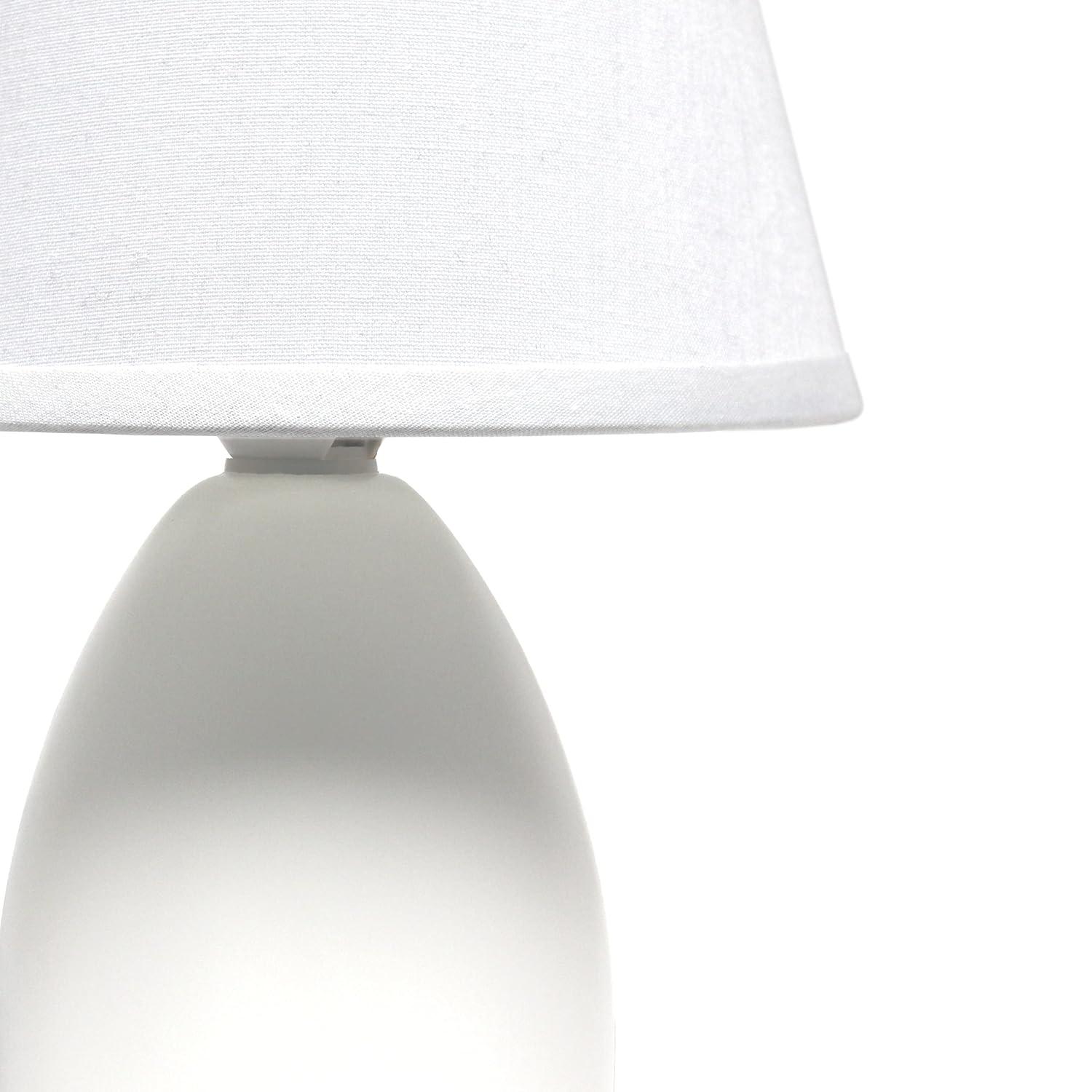 Simple Designs 9.45" Mini Egg Oval Ceramic Table Lamp with Matching Shade, LED Bulb Included, Off White