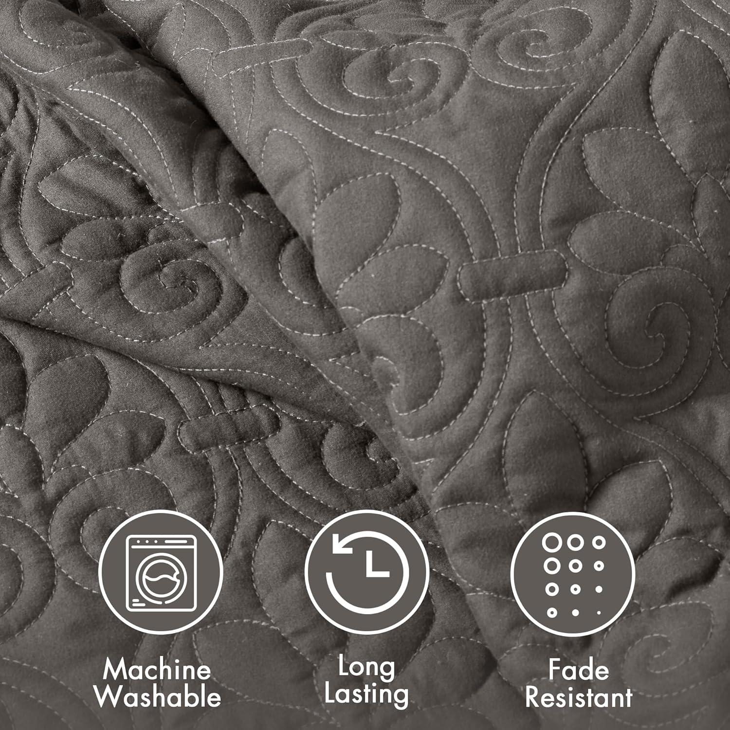 Madison Park Quebec 3 Piece Split Corner Pleated Quilted Bedspread