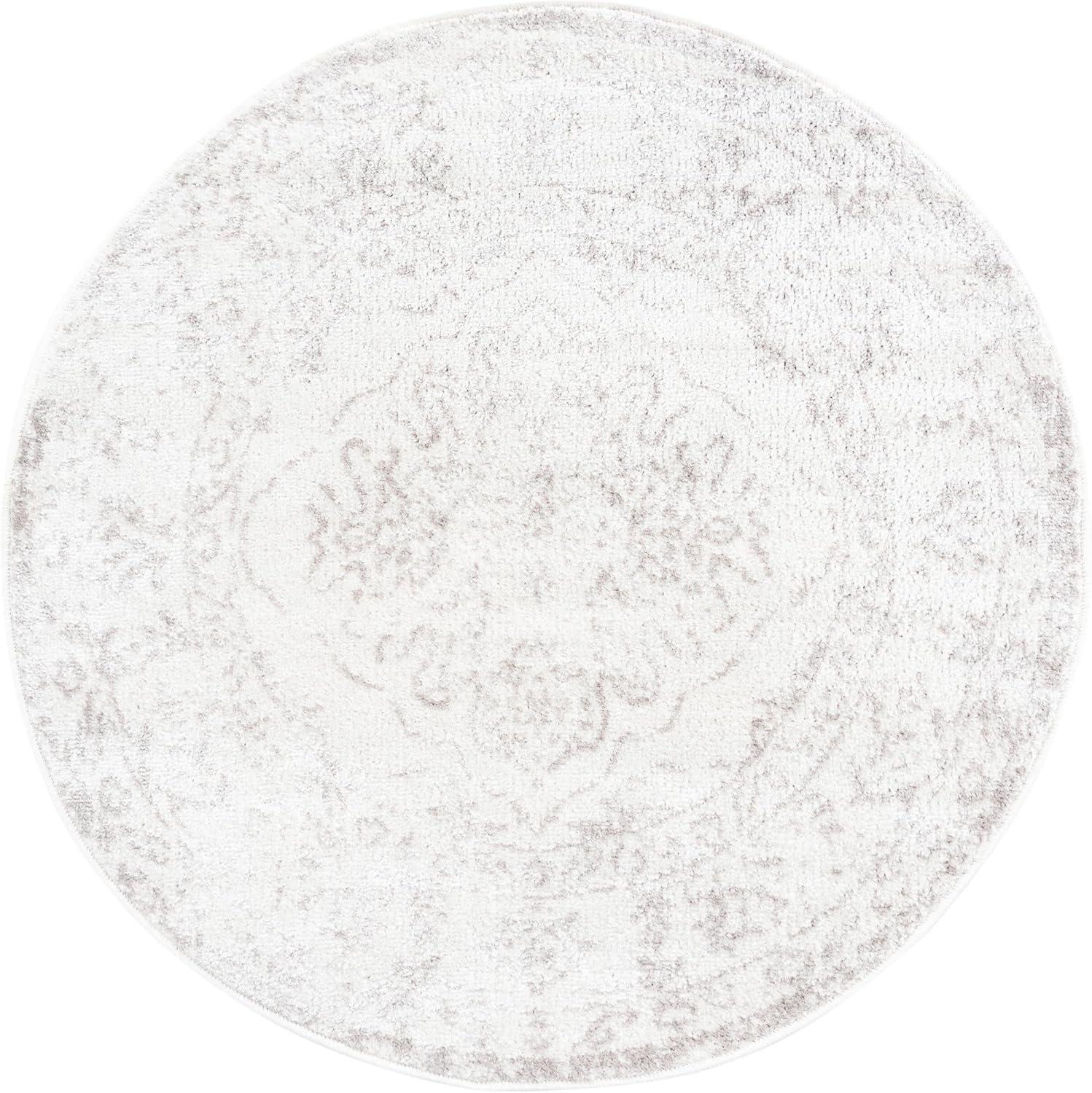 Unique Loom Oxford Collection Area Rug - Bodleian (3' Round Ivory/Gray)