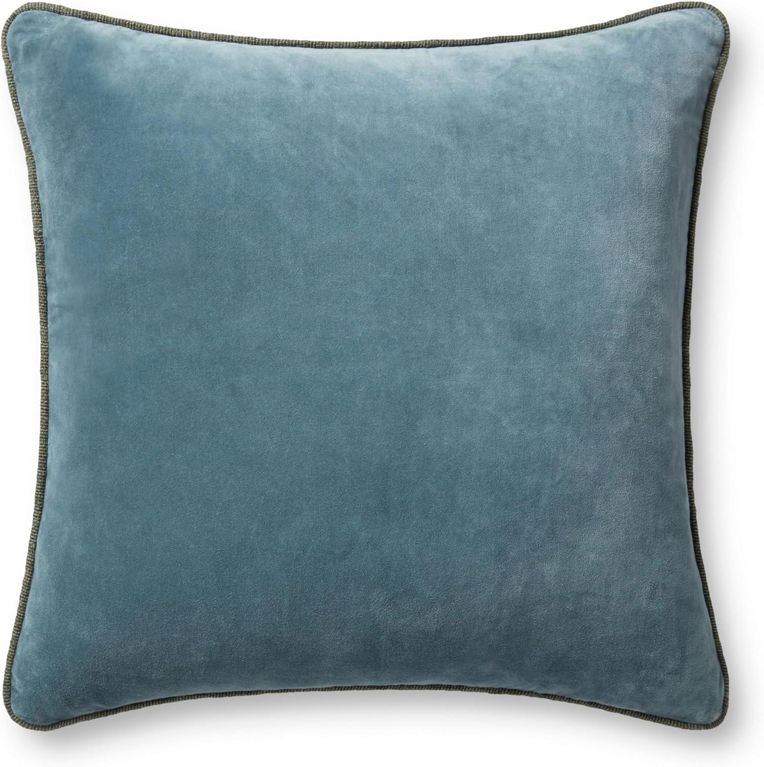 Liza 22" Dusky Blue Velvet Cotton Pillow Cover