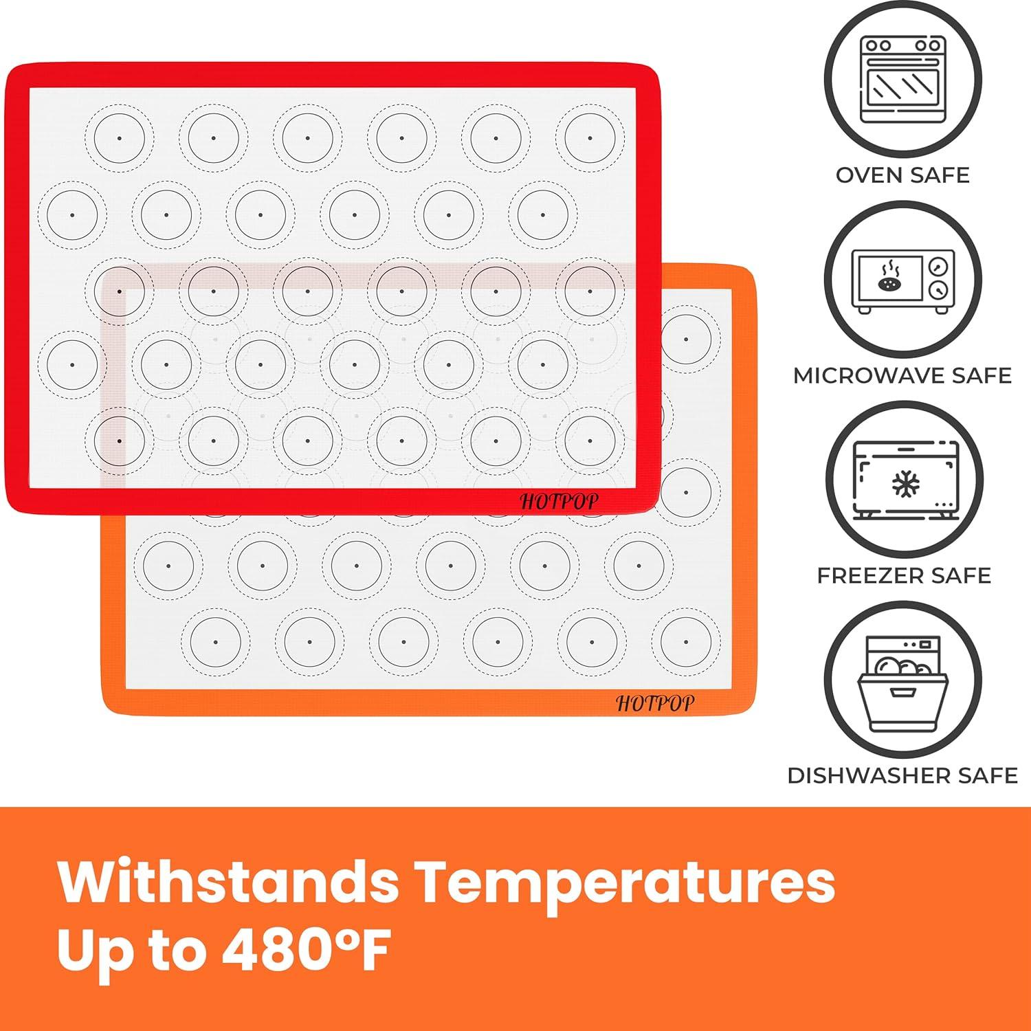 HOTPOP 0.75mm Silicone Baking Mats- 2 HALF SIZE, Multicolored