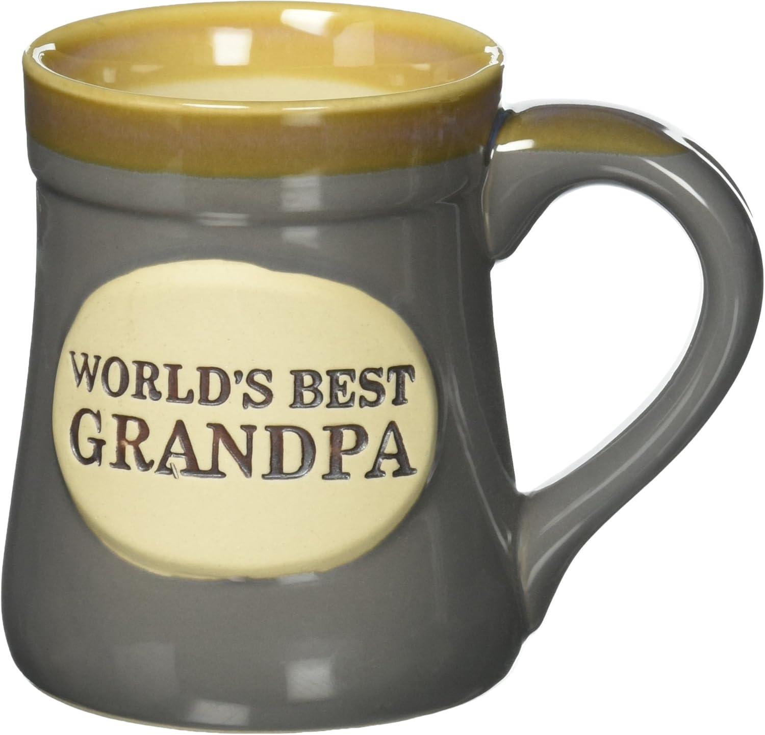 Gray and Cream Ceramic World's Best Grandpa Mug