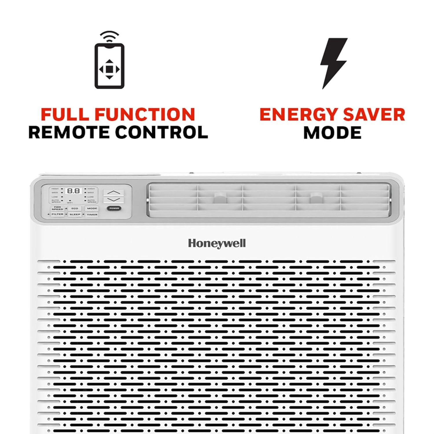 Honeywell 8,000 BTU Digital Window Air Conditioner, Remote, LED Display, 4 Modes, Eco, 350 sq ft Coverage