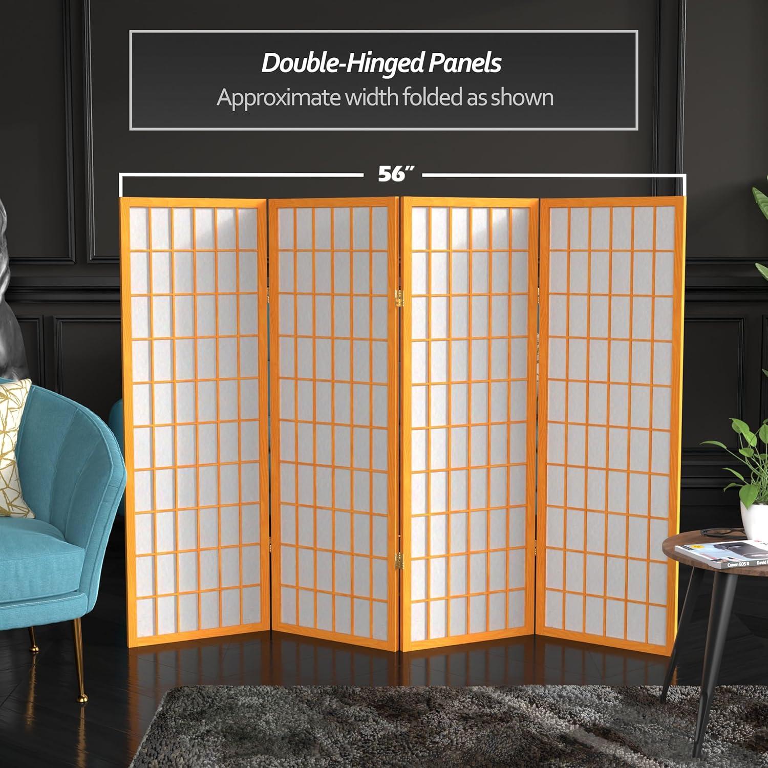 Honey 4-Panel Shoji Folding Room Divider