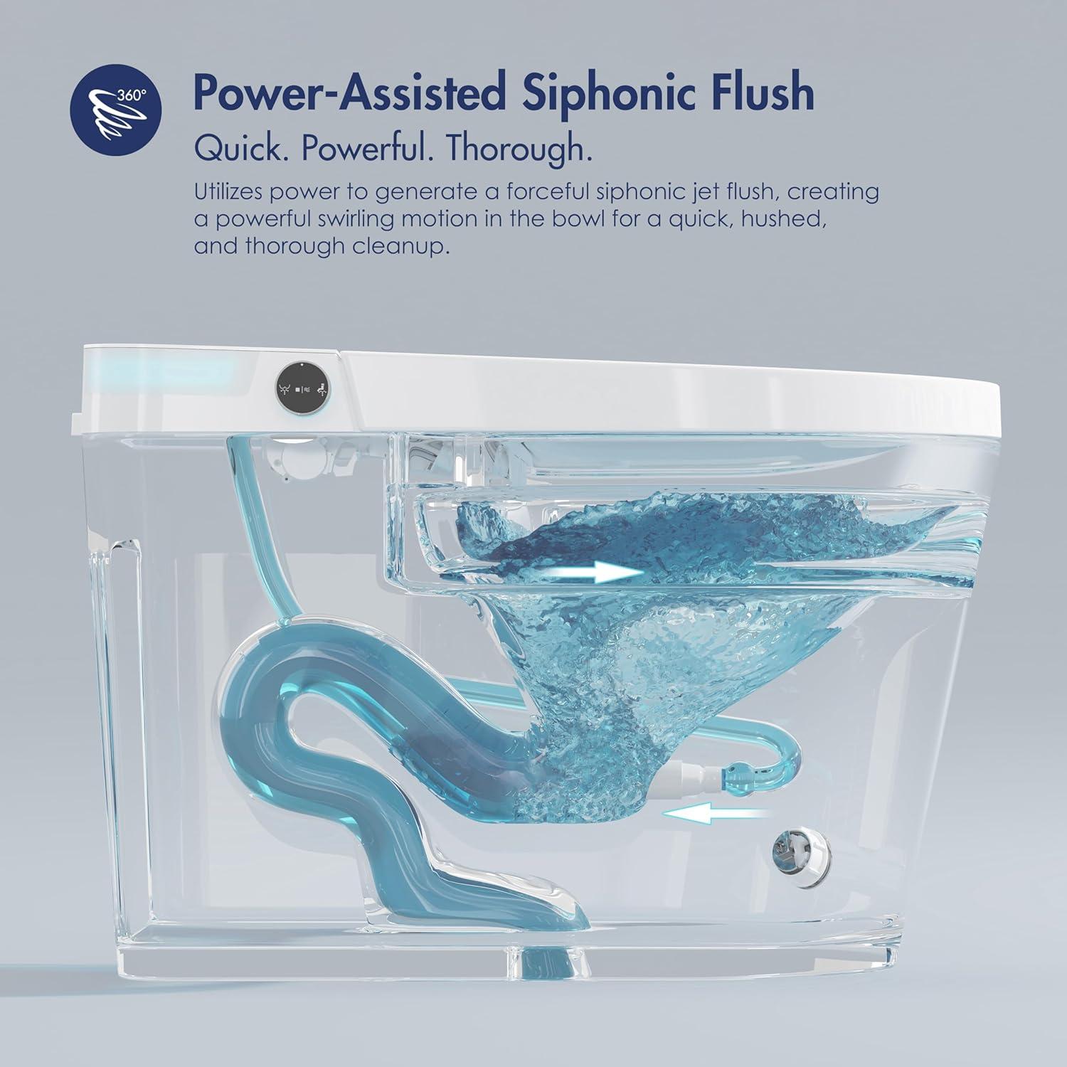 Eridanus White Vitreous China Smart Bidet Toilet with Heated Seat and Remote Control