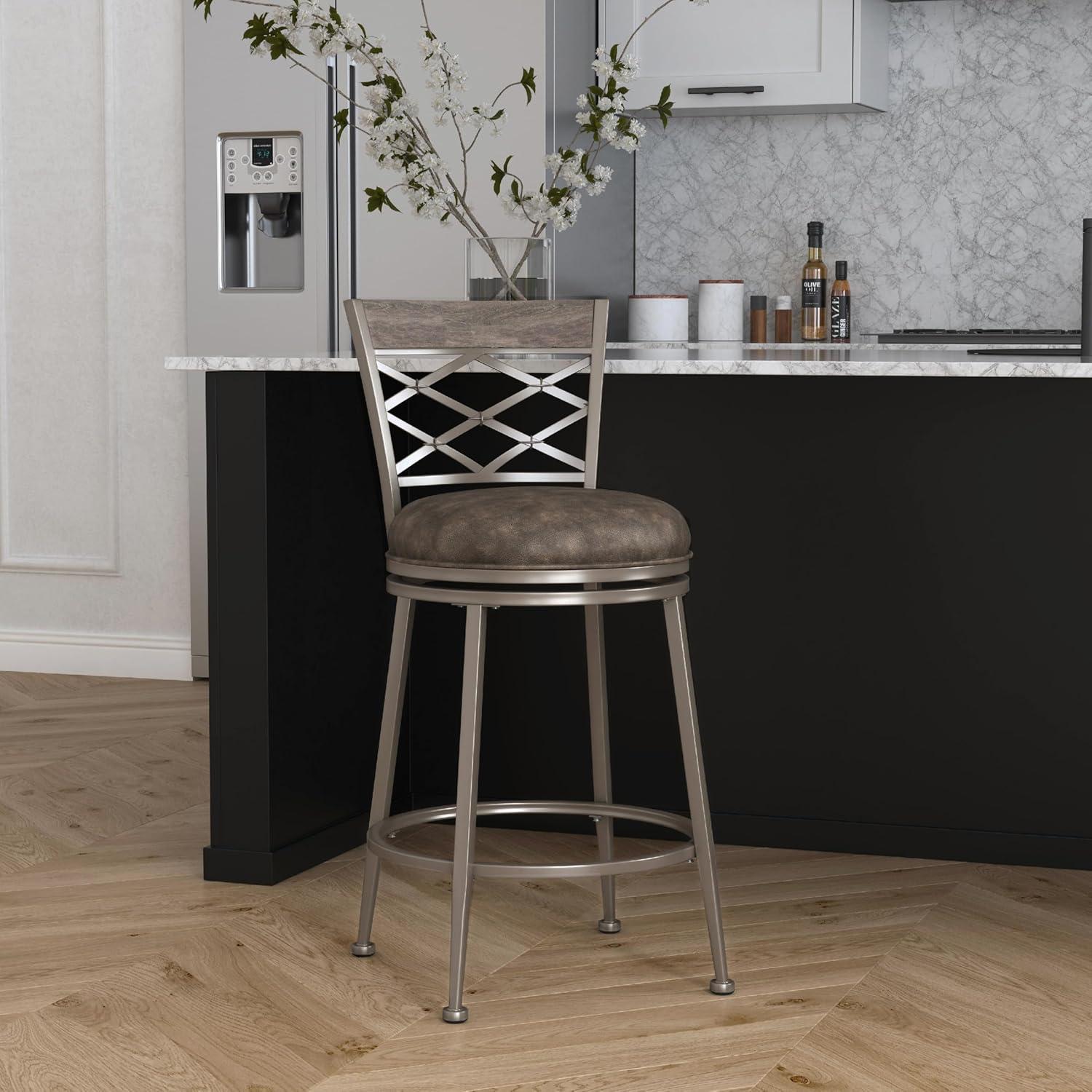 Hutchinson Gray Wood and Metal Swivel Counter Stool