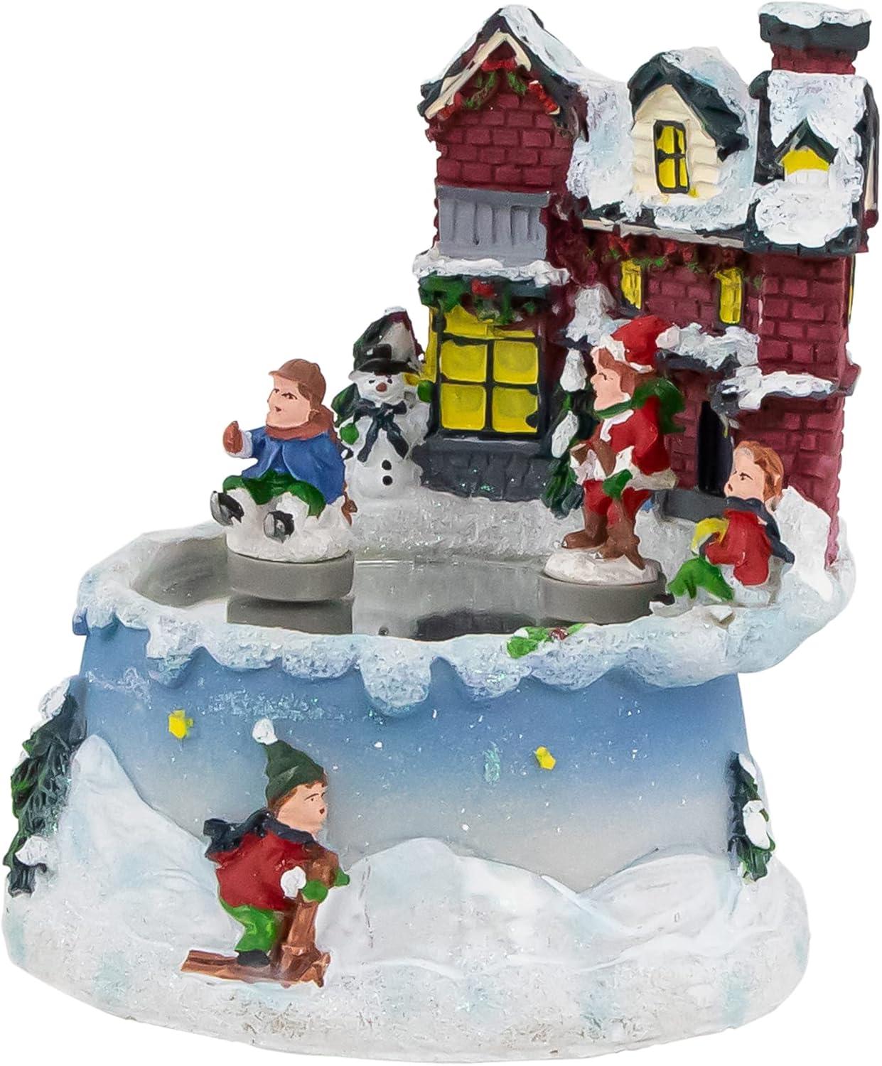 Northlight Animated and Musical Village Ice Skating Pond Christmas Scene - 5.25"