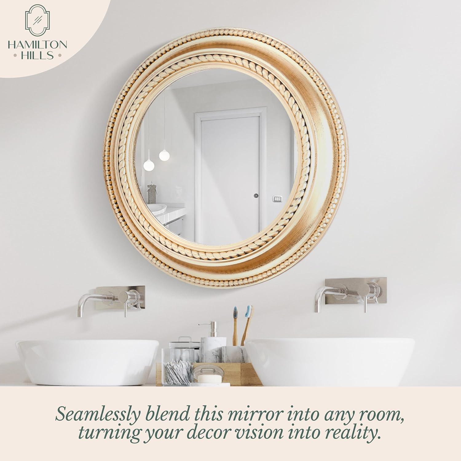 Hamilton Hills 24" Bronze Circle Deep Set Metal Round Frame Mirror Contemporary