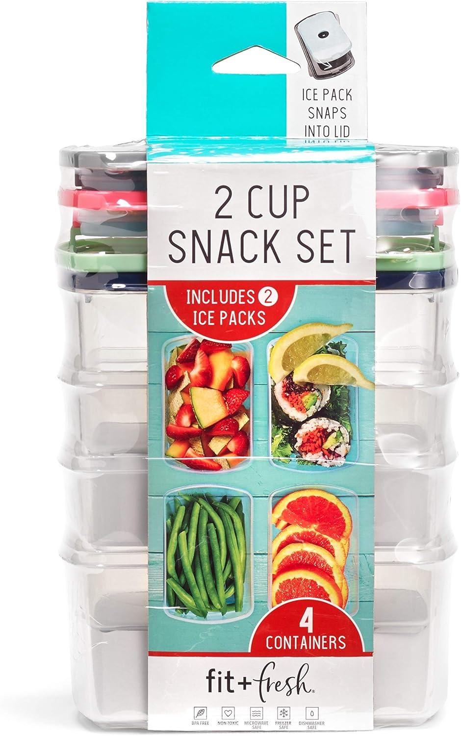 FIT & FRESH 225Hl Portion Control Containers With Lids, Snack Container - 2 Cup