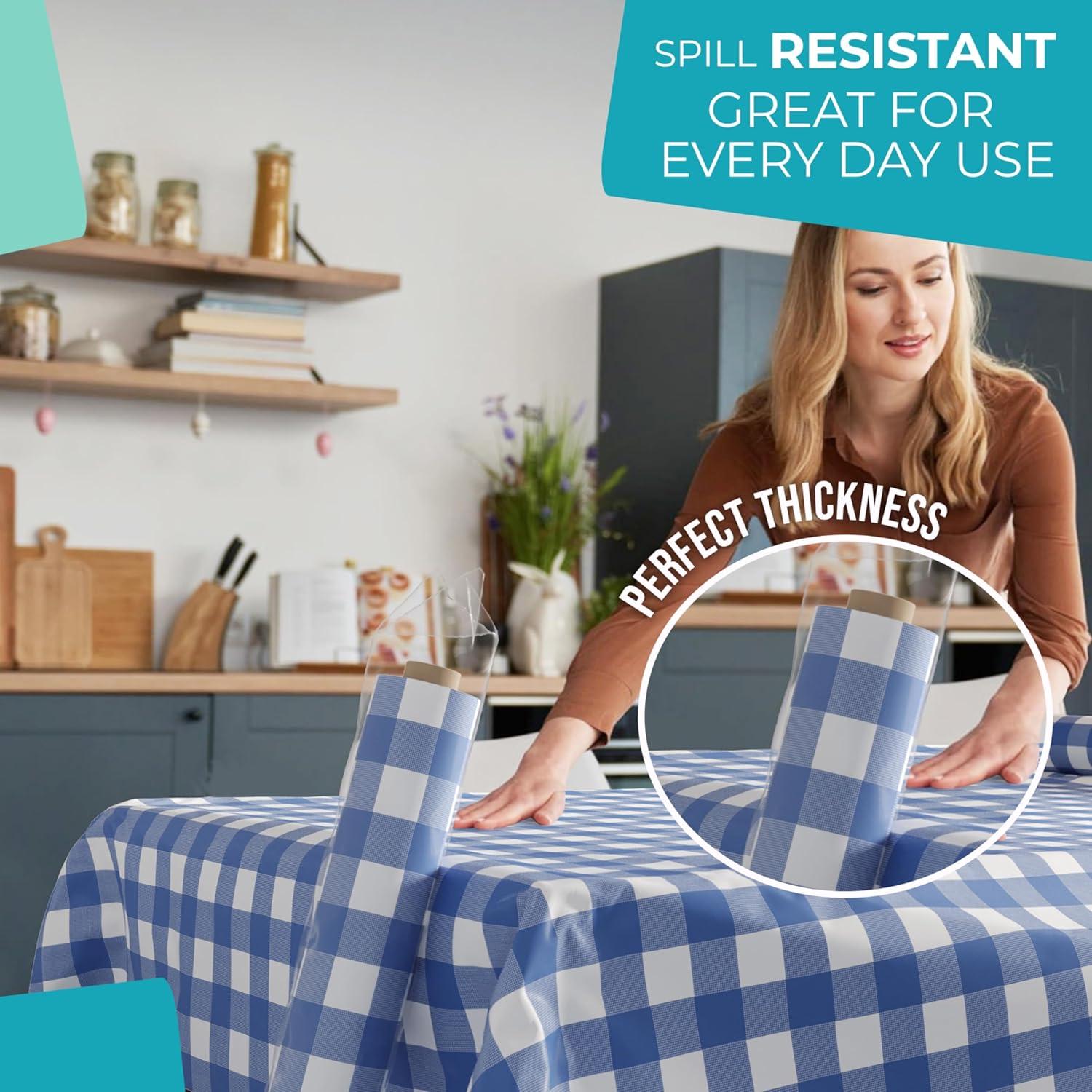 Crown Display 40 In. X 100 Ft. Blue Gingham Table Roll Disposable