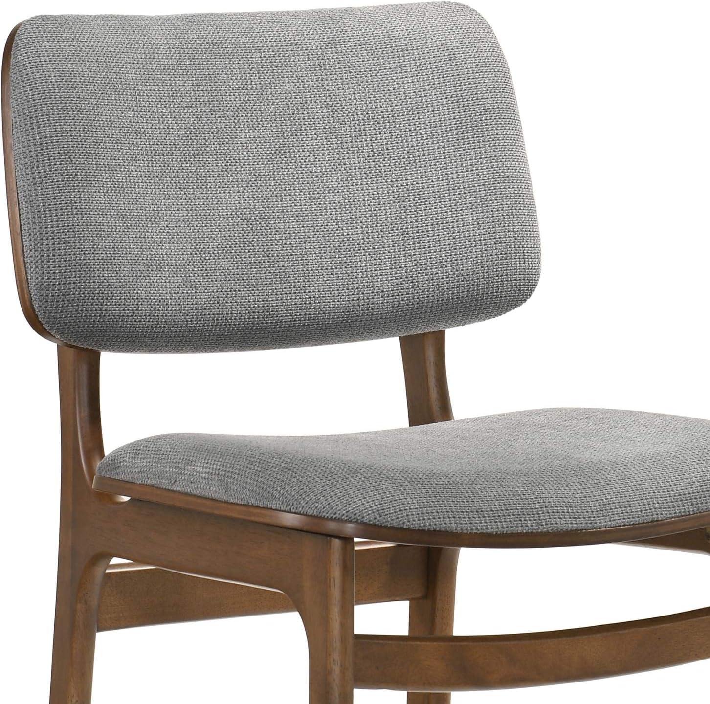 Set of 2 Lima Upholstered Wood Dining Chairs Walnut - Armen Living: Mid-Century Modern, Rubberwood Frame, Gray Polyester