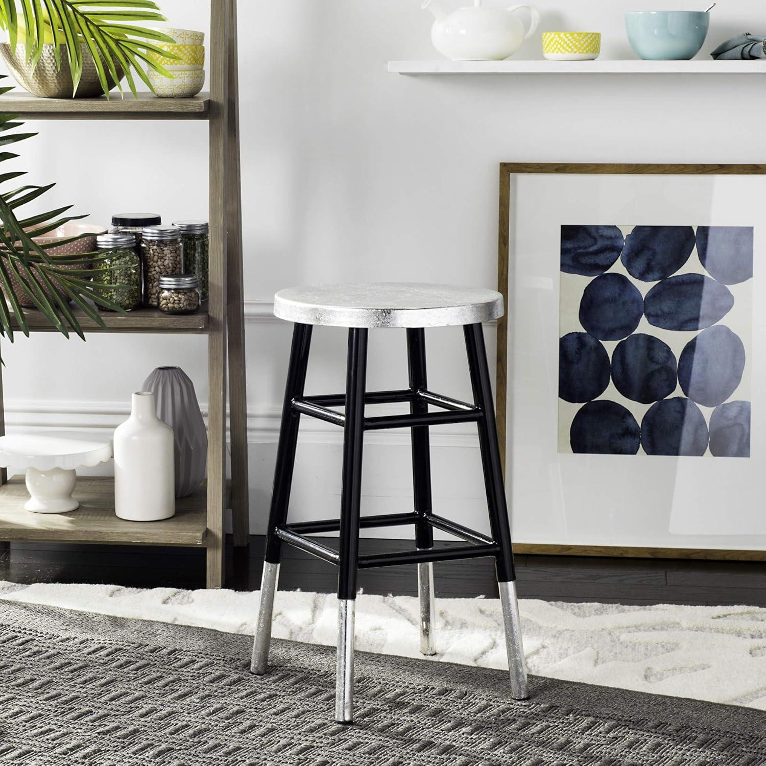 Kenzie Silver Dipped Counter Stool - FOX3211 - Navy/Silver - Safavieh Couture