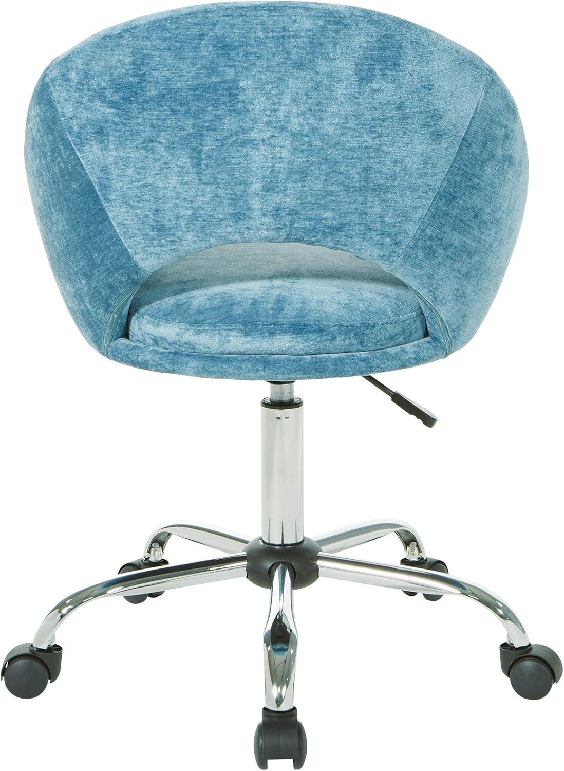 Royal Blue Chrome Swivel Office Chair with Padded Scoop Seat