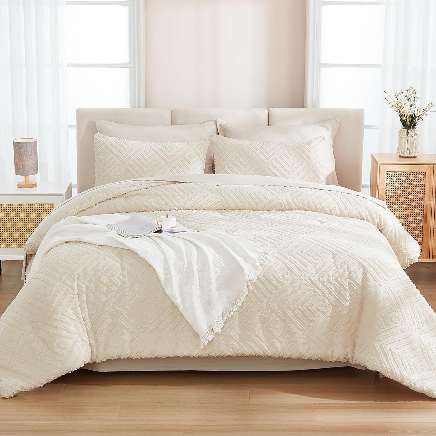 Beige Microfiber Queen Bed in a Bag Set